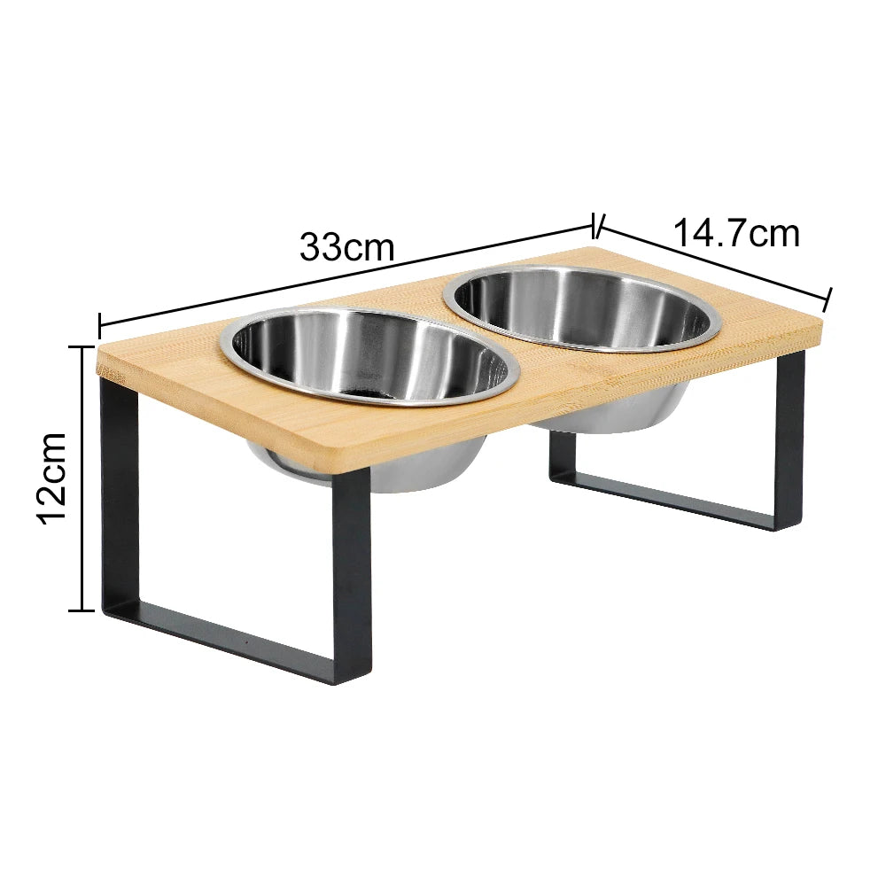 PETRAVEL Elevated Cat Bowls Tilted Raised Stand Dual Stainless Bowls