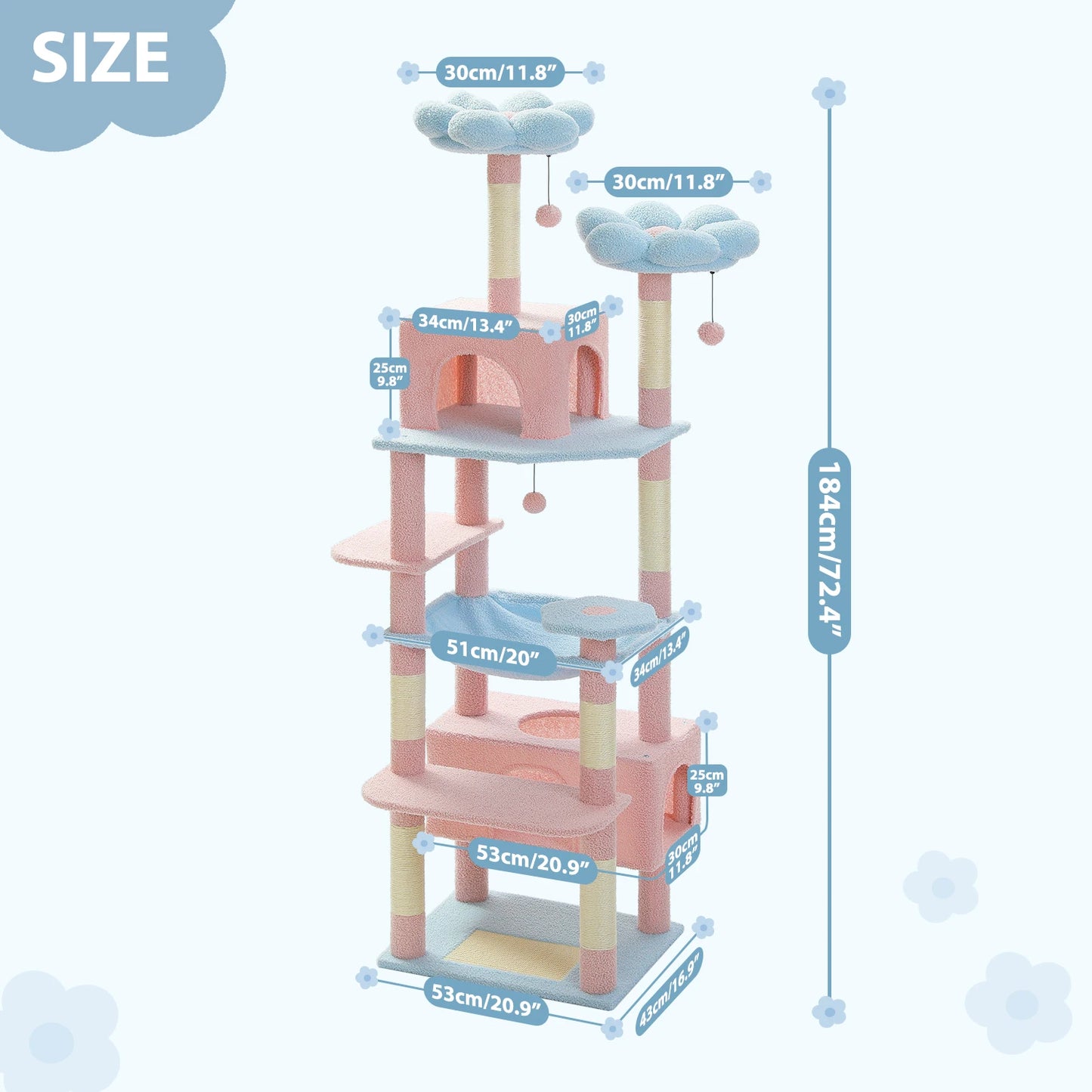 PETEPELA Cat Tree Tower With Sisal Scratching Posts