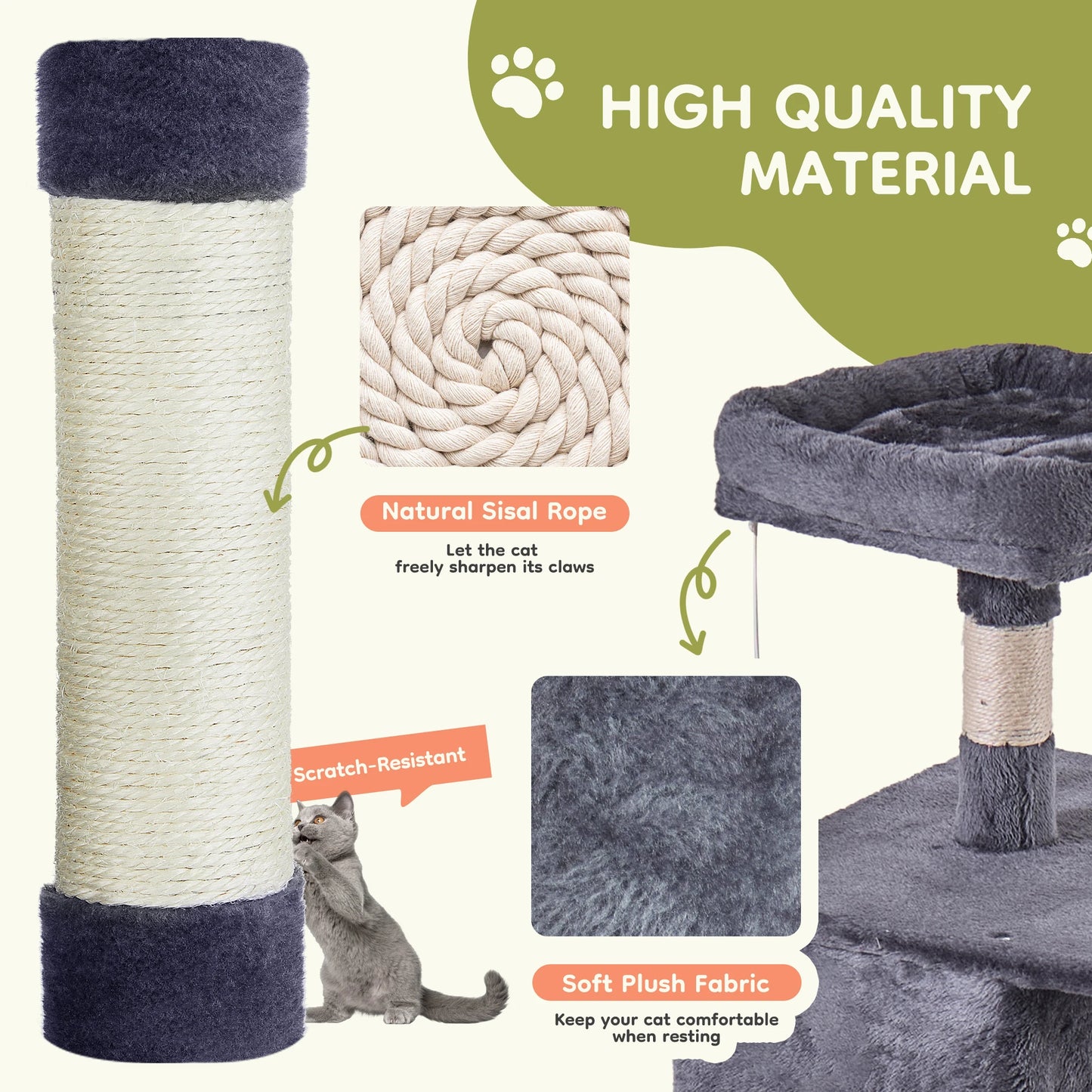 JHK Cat Tree Tower Multi Level Climbing With Condo