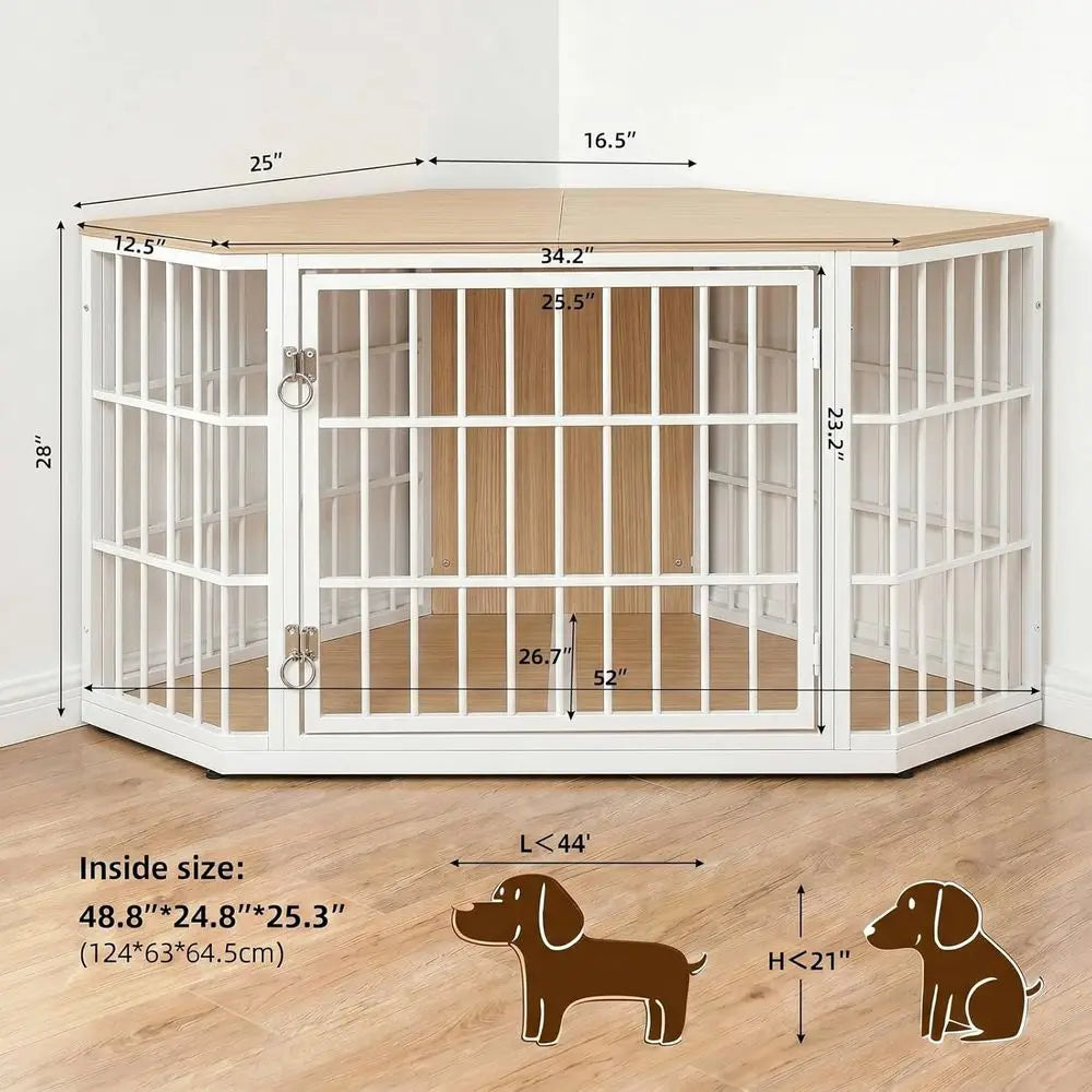 Lockable Wooden Dog Crate Furniture End Table For Dogs