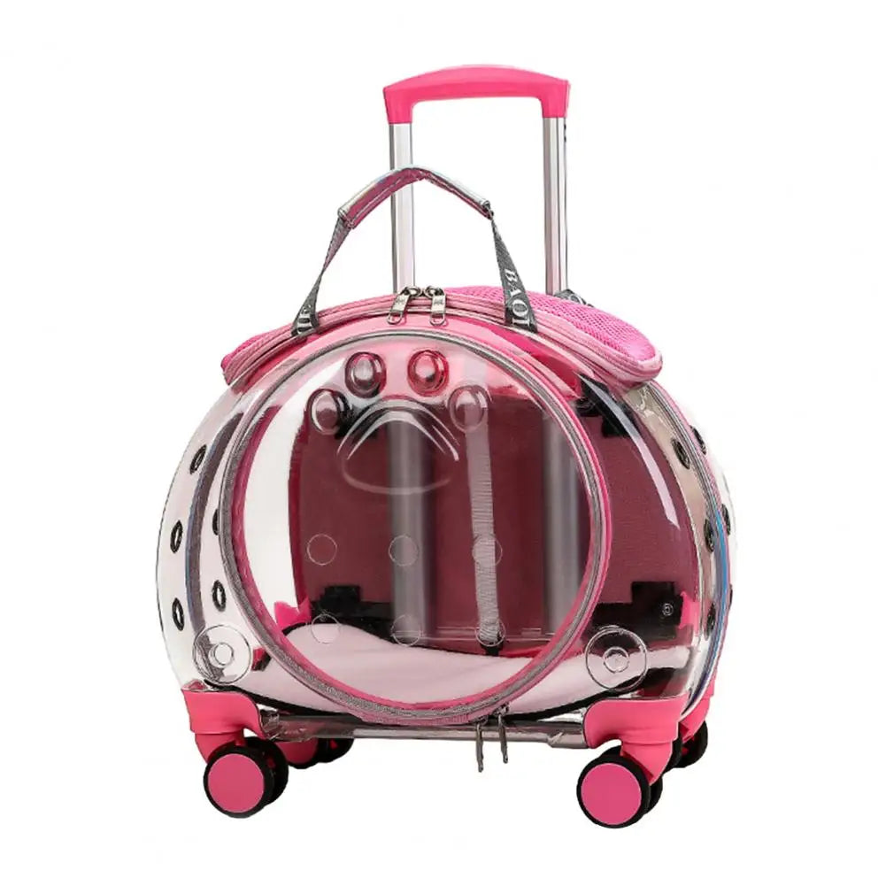Transparent Pet Travel Carrier Trolley Case With Silent Wheels