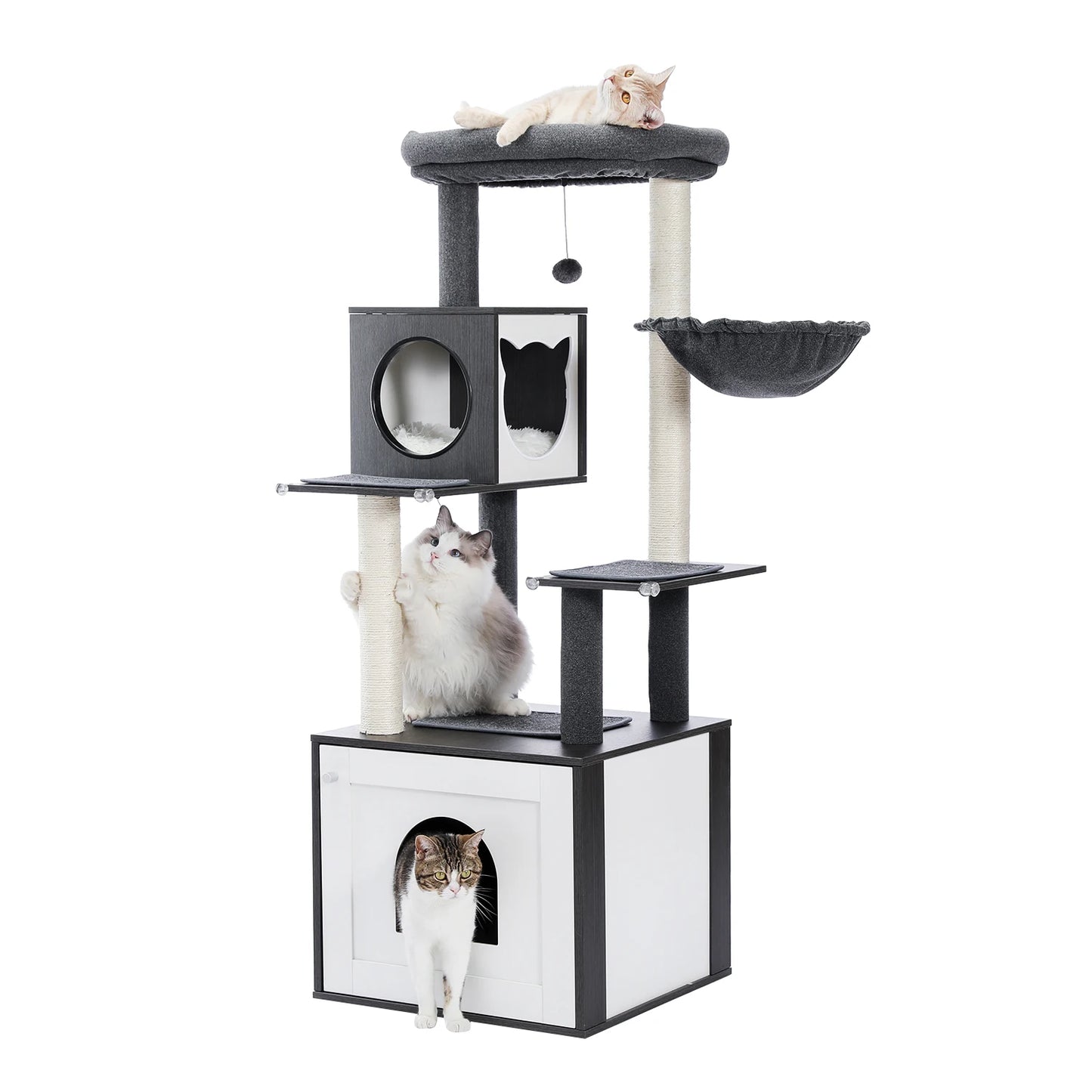PAWZ Road Cat Tree With Litter Box Enclosure And Storage