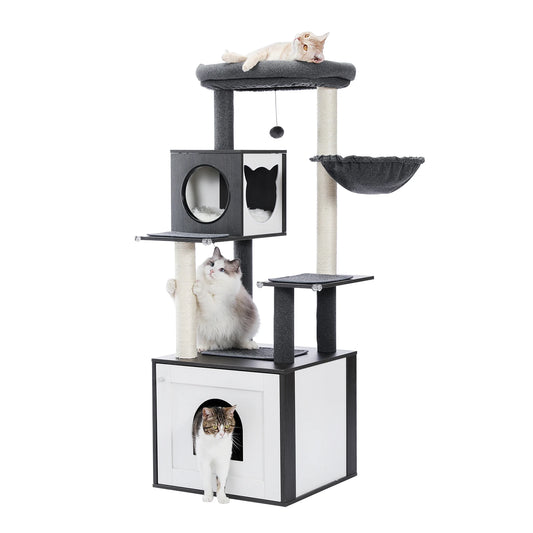 PAWZ Road Cat Tree With Litter Box Enclosure And Storage