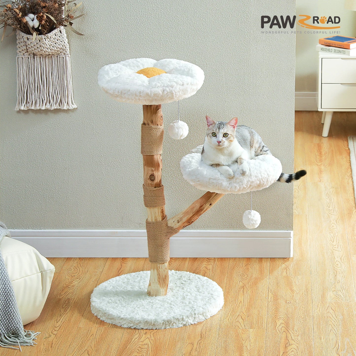 PAWZ Road Flower Cat Tree Indoor Wood Tower Scratching Post