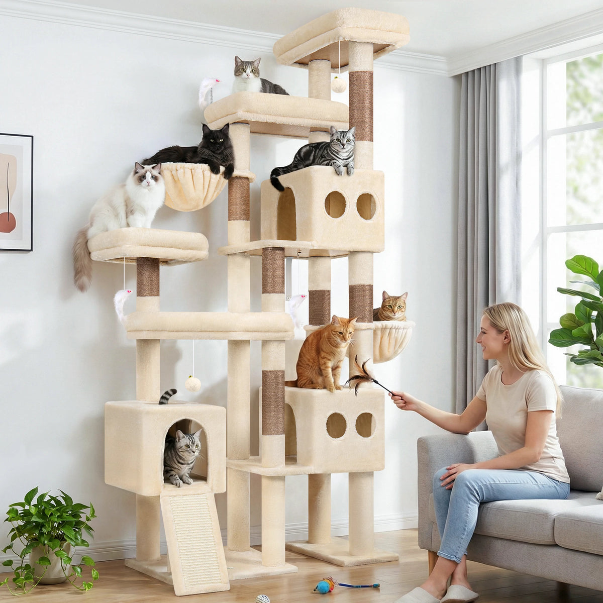 GLOBLAZER Heavy Duty Multi-Level Cat Tree With Sisal Scratching Posts