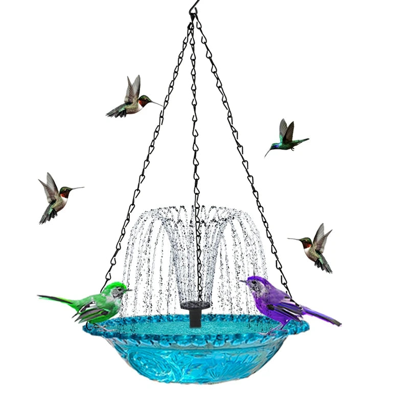 Outdoor Solar Bird Fountain Floating Bath With Blue Design
