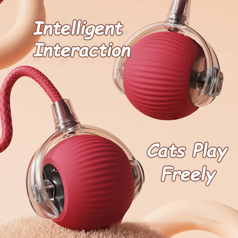 Rechargeable Smart Cat Interactive Rolling Ball Toy With Faux Tail