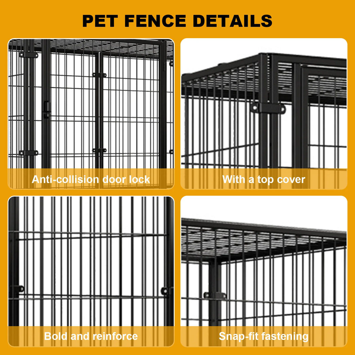 Heavy Duty Wire Dog Crate With Stackable Easy Assembly
