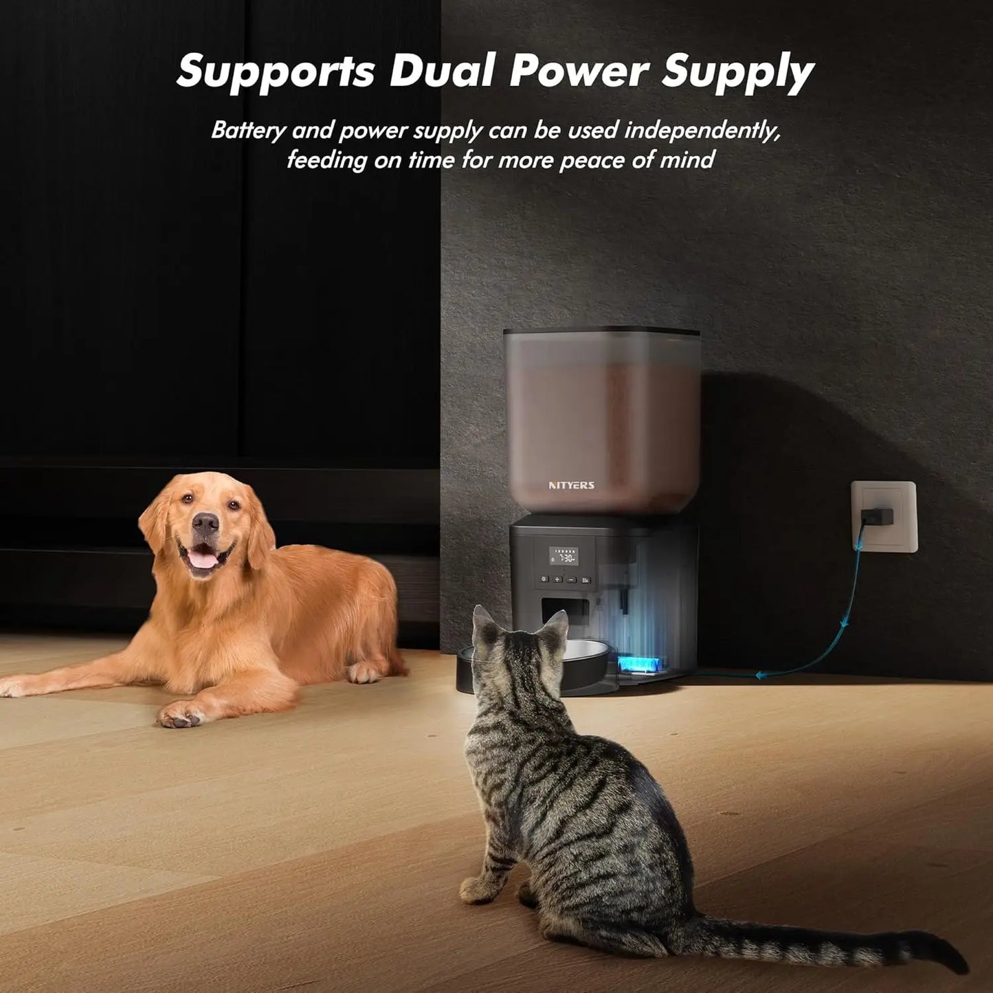 Nityers Automatic Pet Feeder With Voice Recorder Dual Power
