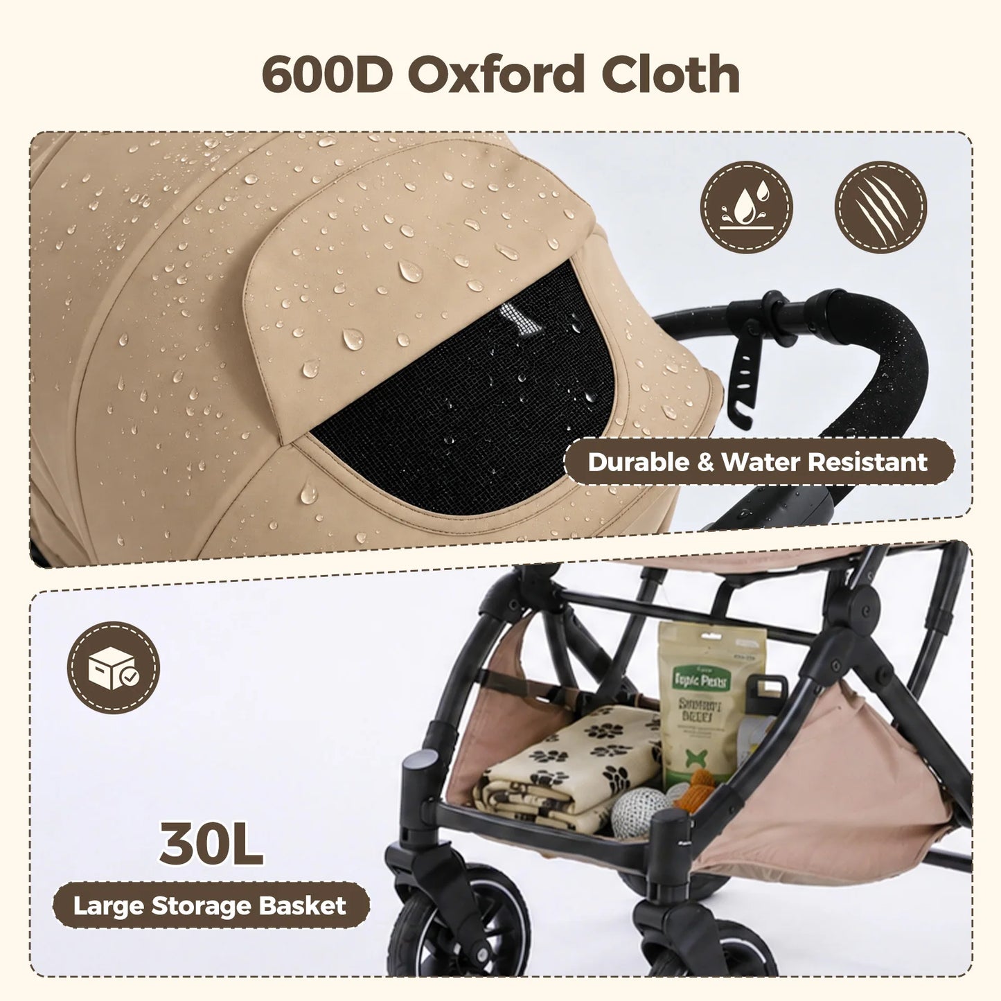 PAWZ Road Foldable Pet Stroller for Small to Medium Dogs