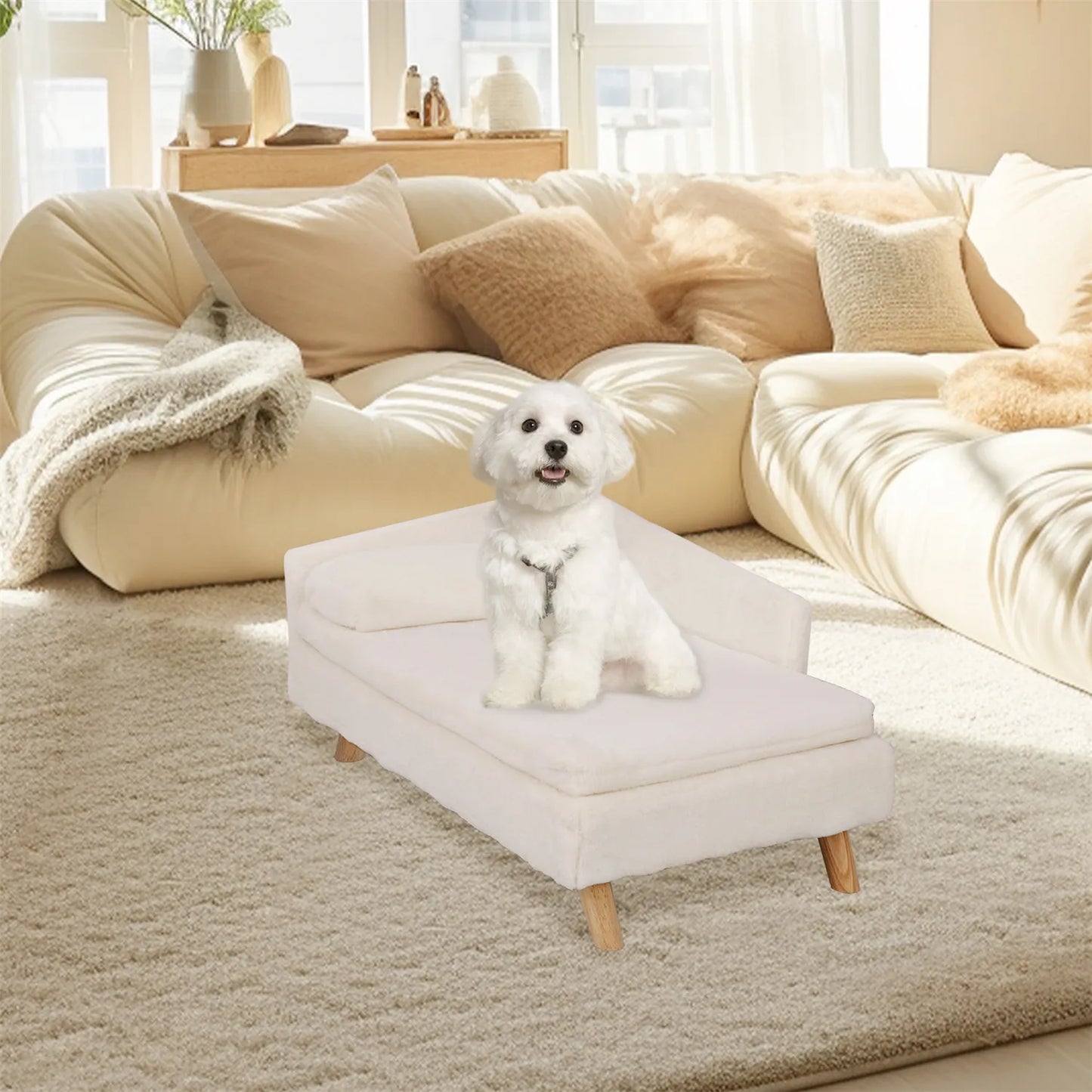BINGOPAWCN Elevated Pet Bed Nordic Style With Cozy Pad Waterproof