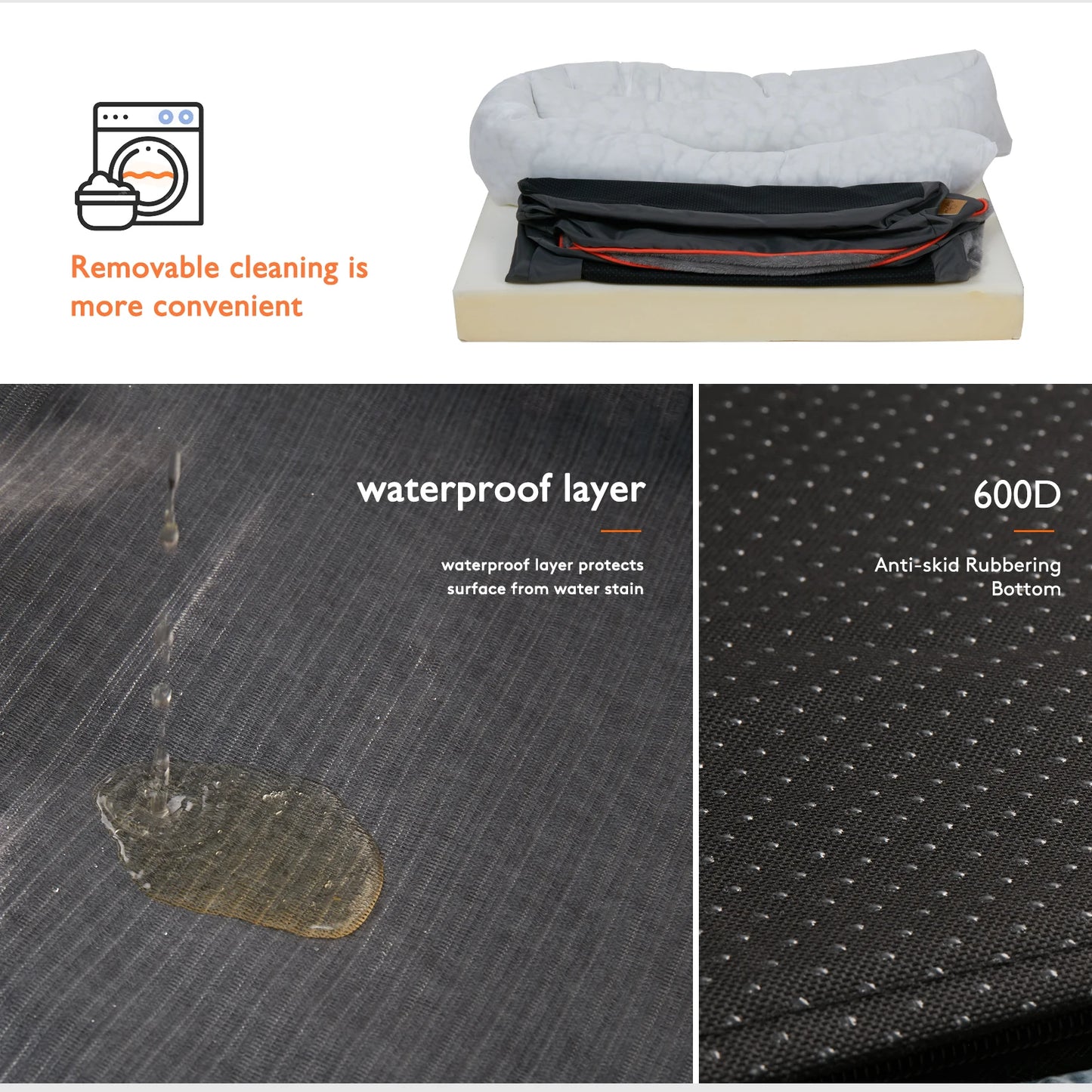 BINGOPAW Dog Bed Removable Washable Cover Anti Allergy Waterproof Warm Fleece