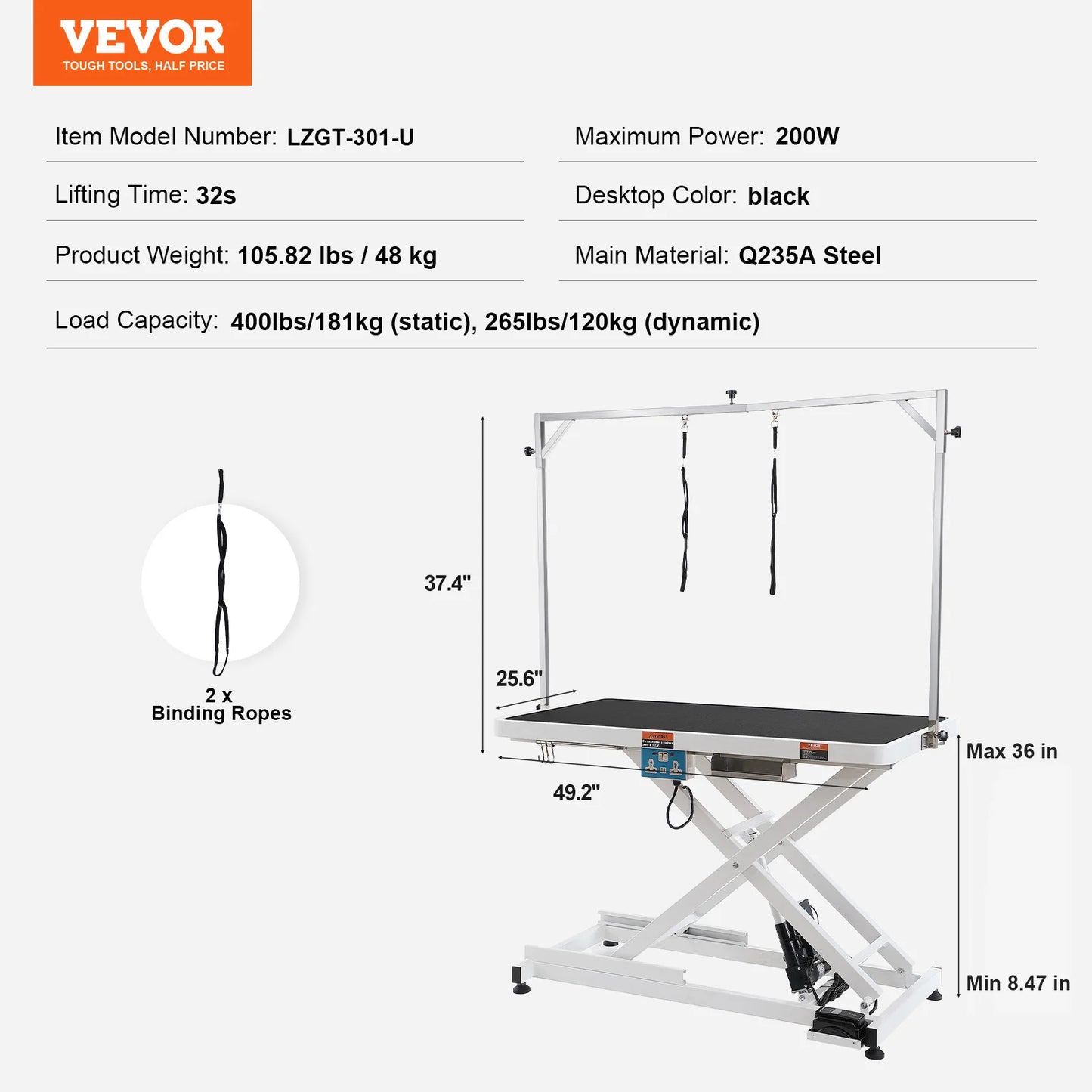VEVOR Electric Pet Grooming Table With Adjustable Lift And Arm