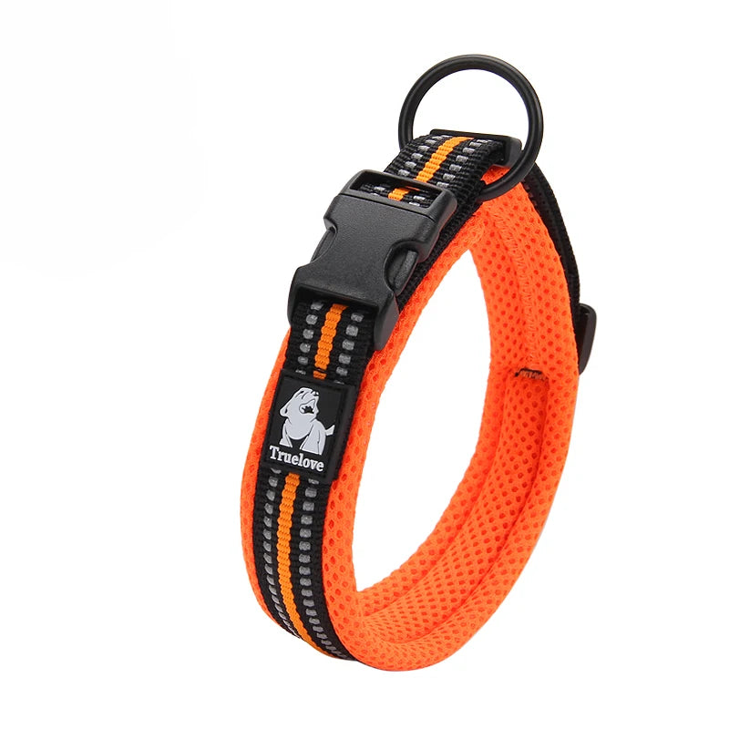 Winhyepet Padded Nylon Dog Collar With Reflective Trim And Buckle