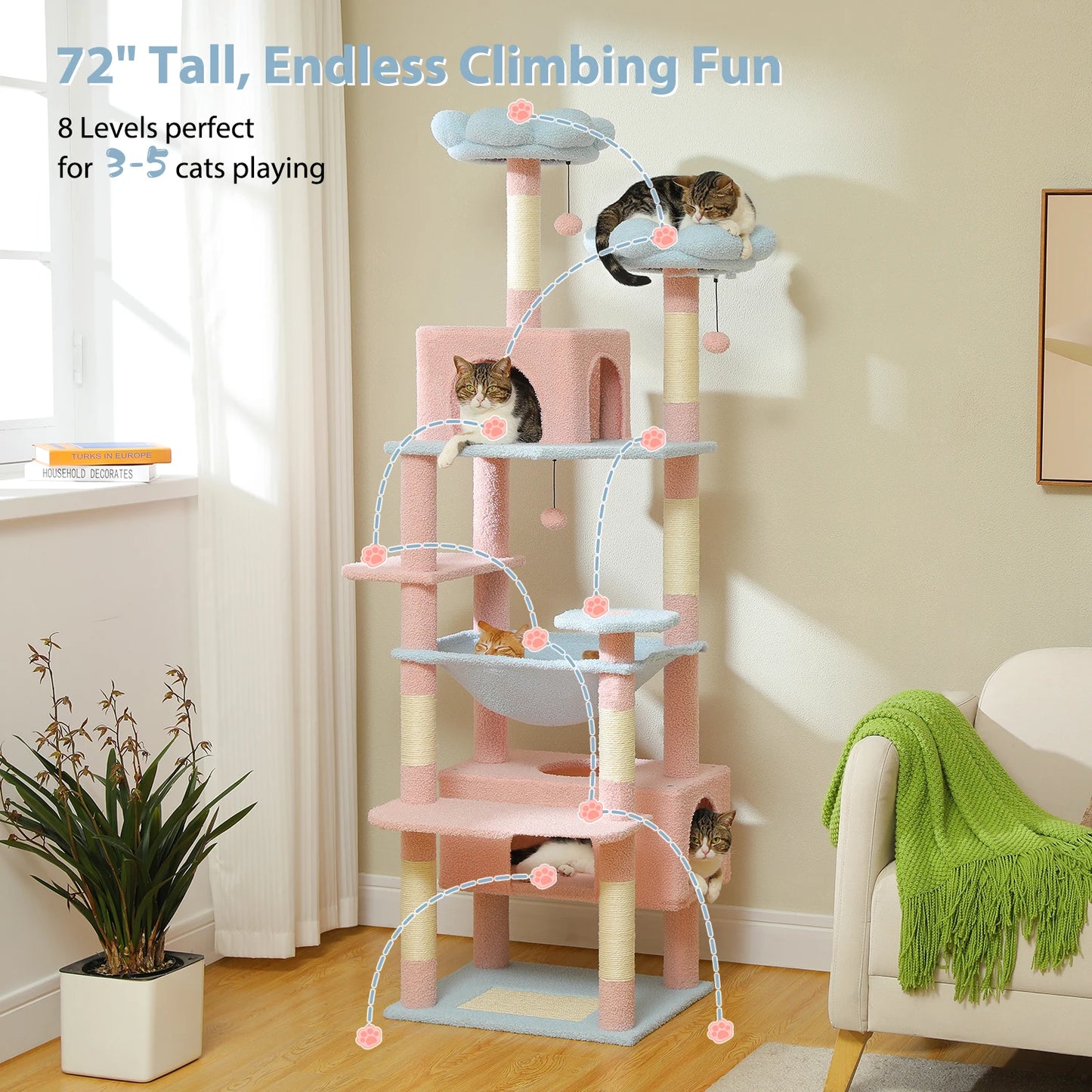 PETEPELA Cat Tree Tower With Sisal Scratching Posts