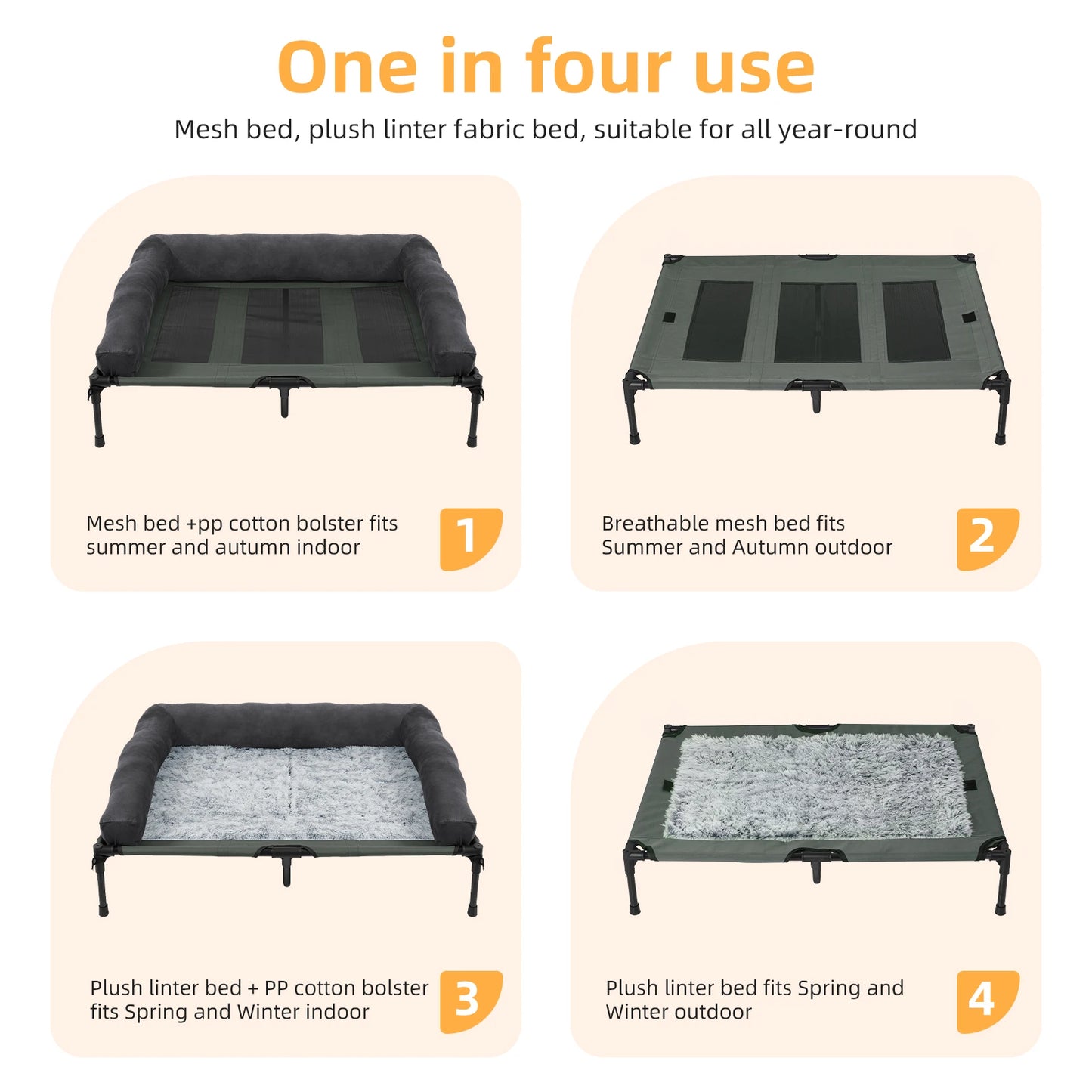 BORWART Elevated Cooling Dog Bed Outdoor Indoor Raised Sofa With Plush Mat