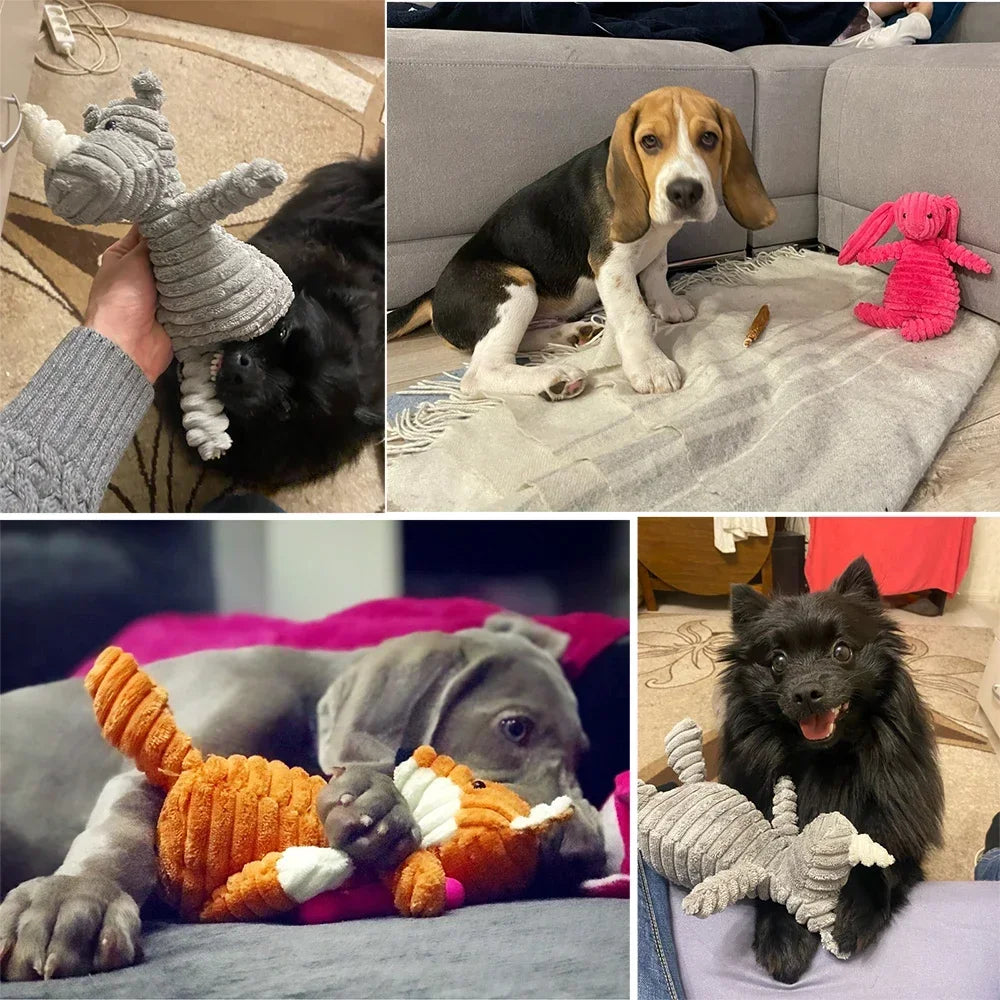 Plush Dog Toy Squeaky Bite Resistant Corduroy For All Dogs