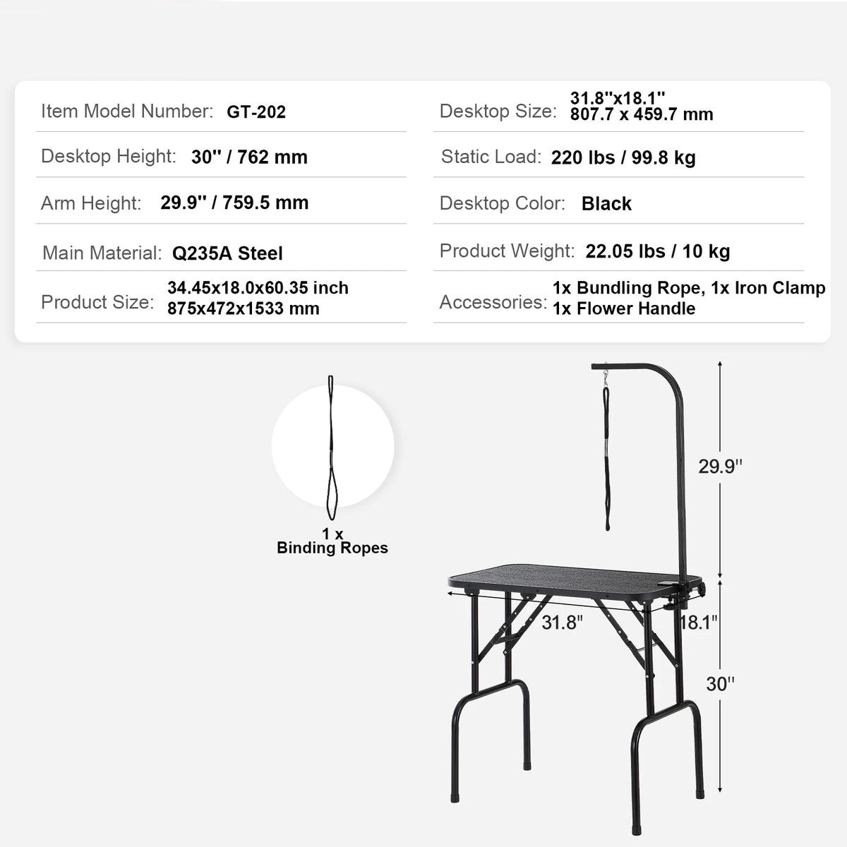 SucceBuy Foldable Pet Grooming Table With Safety Loop And Arm