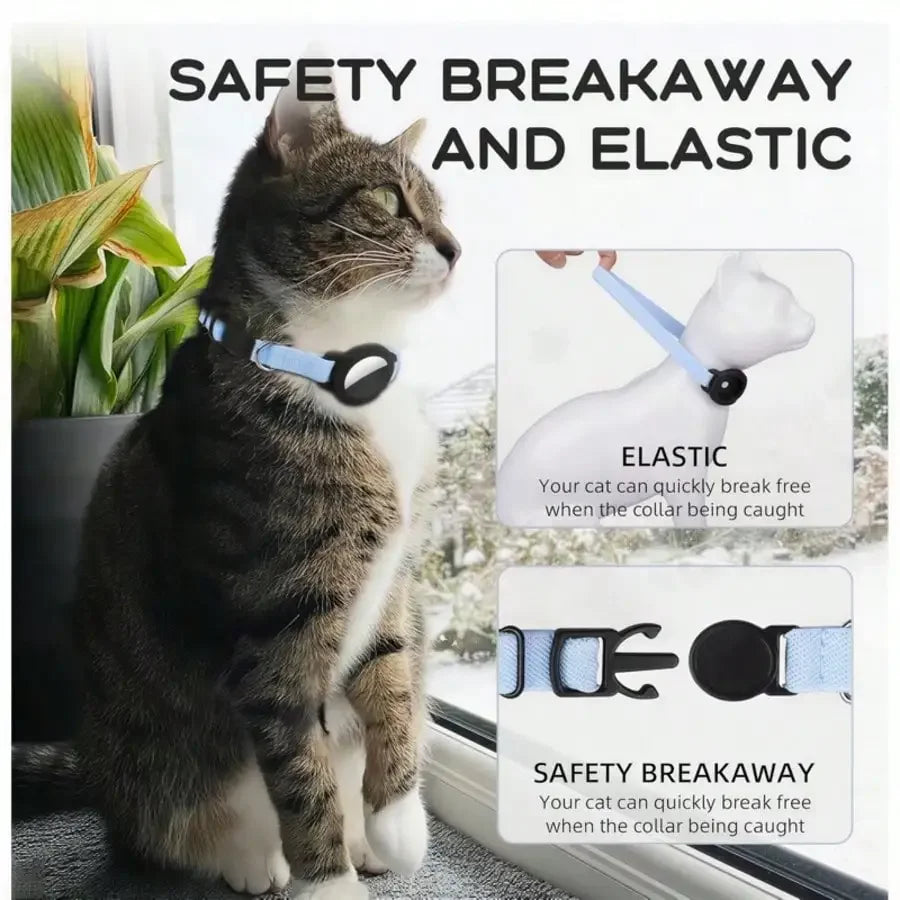 Breakaway Reflective Cat Collar With AirTag Holder Ultra Lightweight QR ID Tag