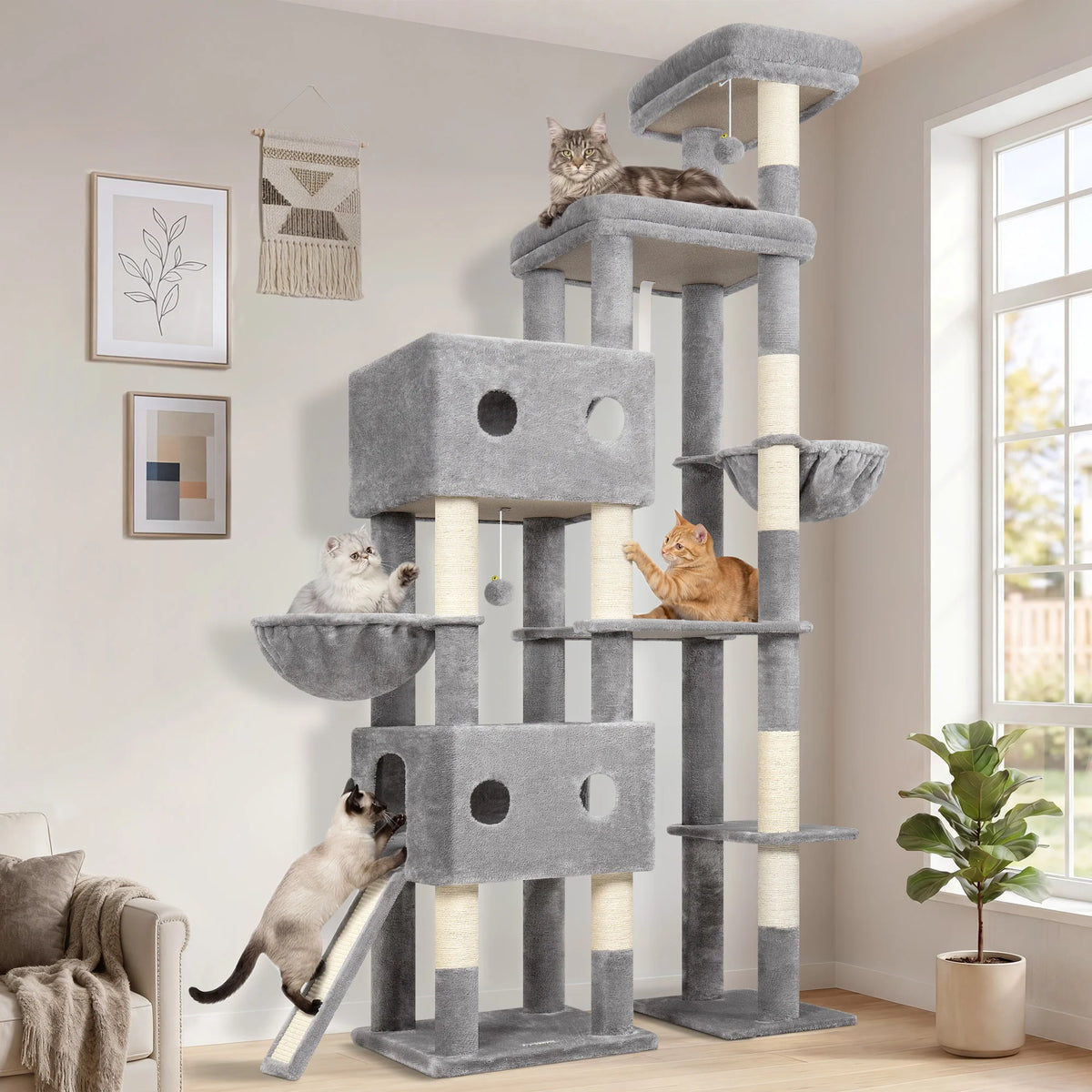 GLOBLAZER Heavy Duty Multi-Level Cat Tree With Sisal Scratching Posts