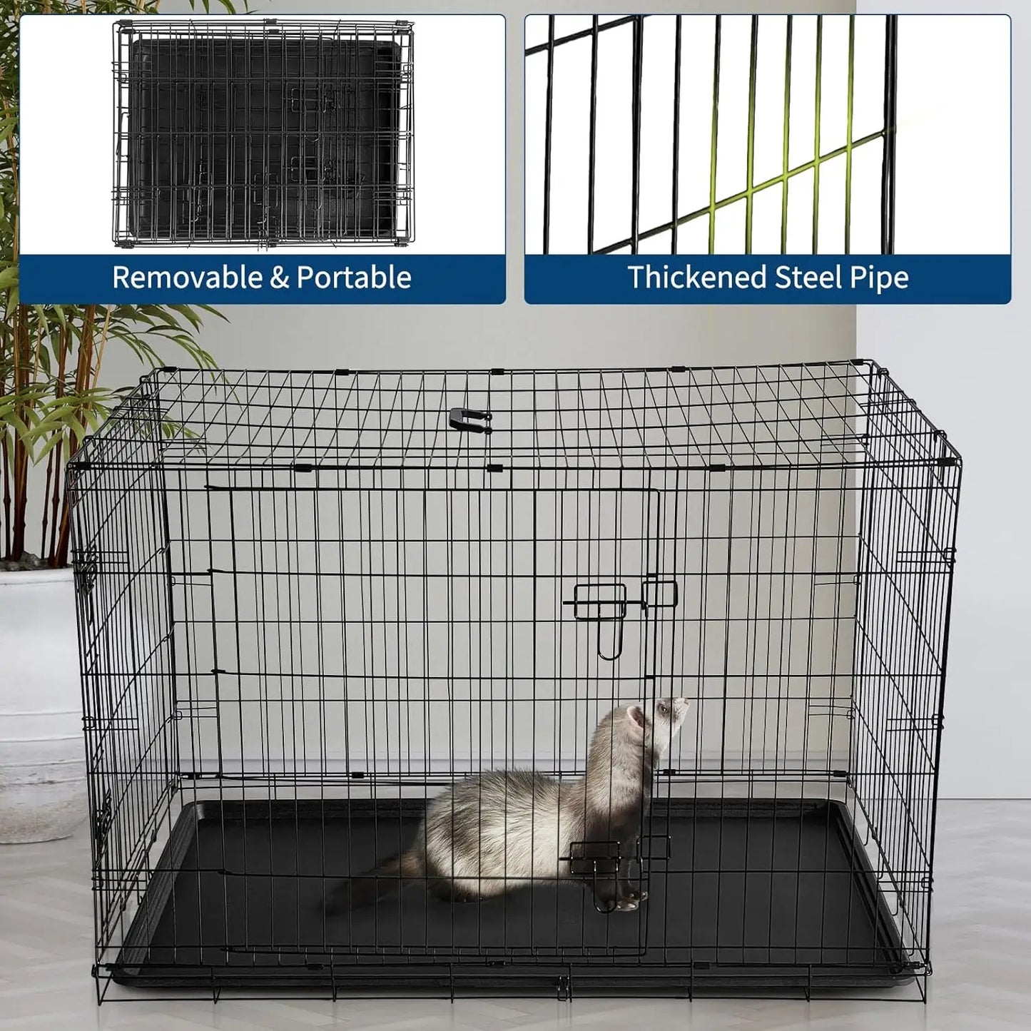 HiMISSCN Rabbit Cage Portable Foldable Carrier With Tray