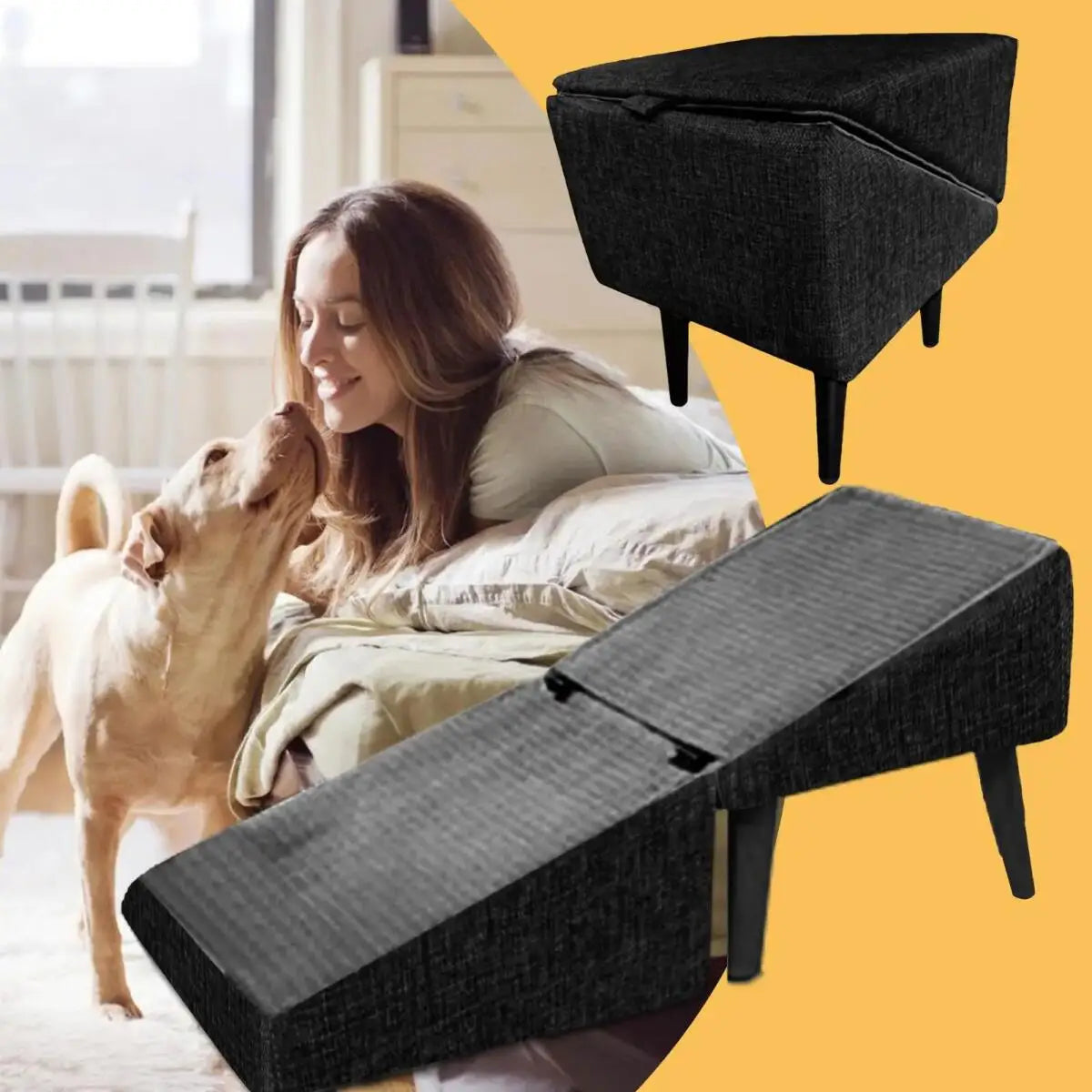 Foldable 2-In-1 Dog Ramp Stairs Non Slip for Small Pets