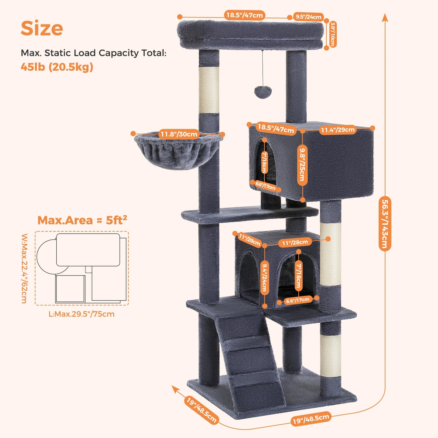 PAWZ Road Cat Tree With Plush Perch And Sisal Posts