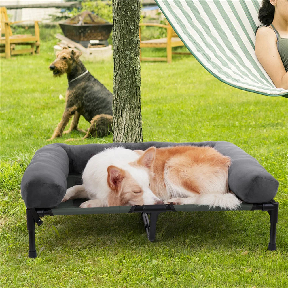 BORWART CN Outdoor Raised Dog Bed With Cooling Breathable Mat