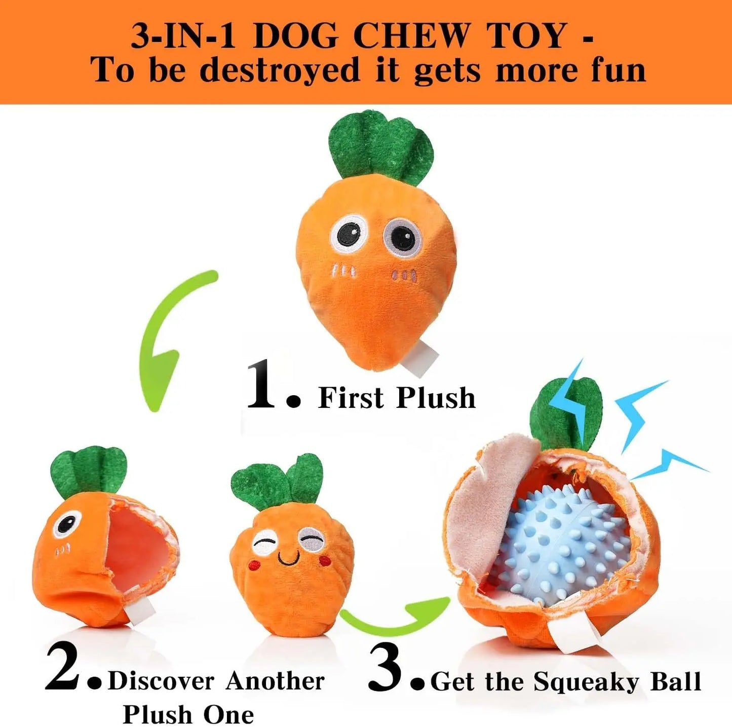 Squeaky Easter Dog Toy 3-In-1 Plush Chew And Puzzle Toy