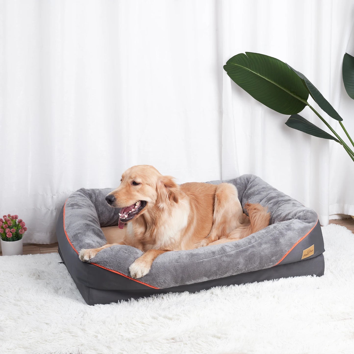BINGOPAW Dog Bed Removable Washable Cover Anti Allergy Waterproof Warm Fleece