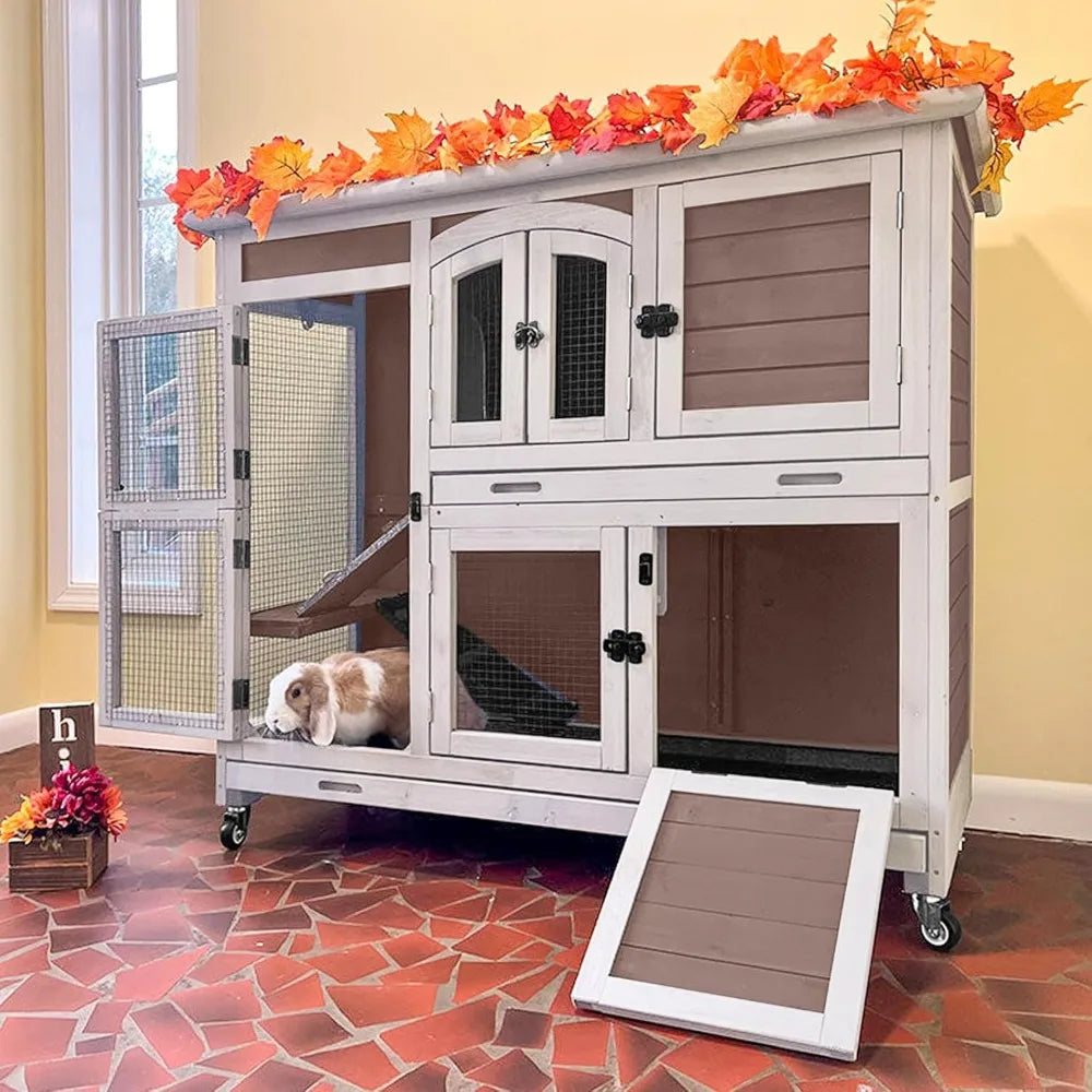 Wooden Rabbit Hutch Indoor Bunny House And Guinea Pig Cage