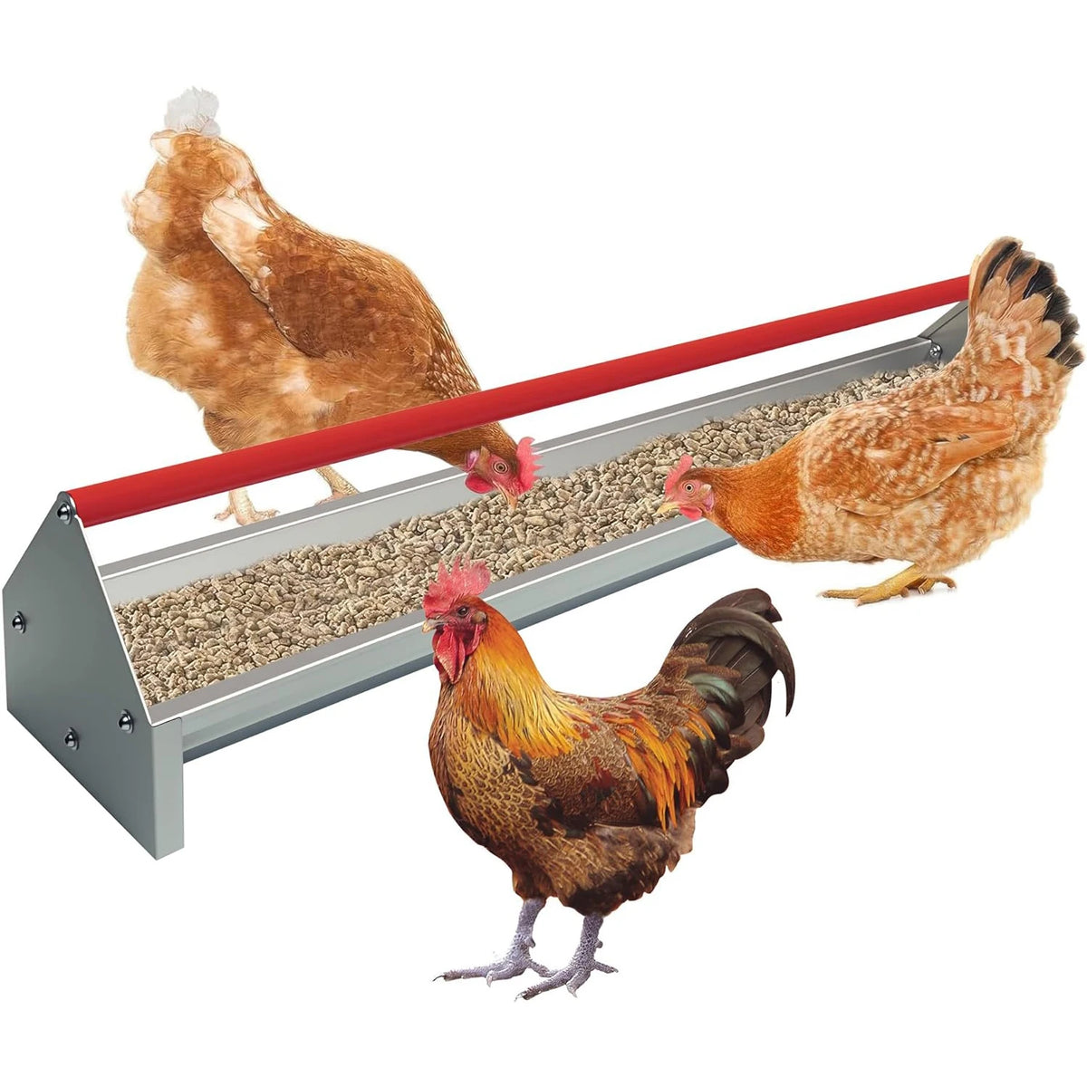 HiMISS Galvanized Steel Chicken Feeder Trough With Drainage