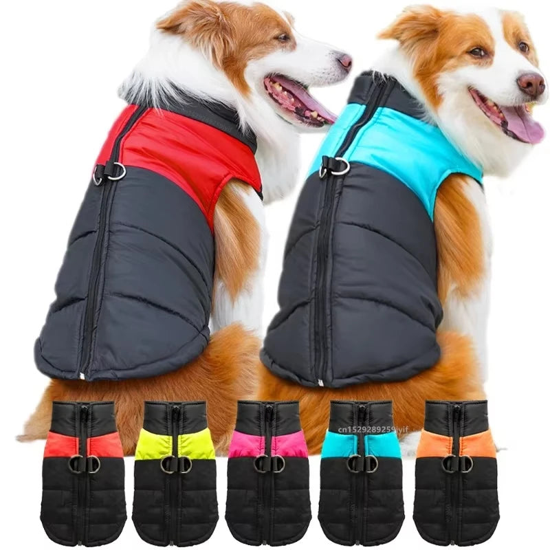 Waterproof Warm Dog Coat With Padded Zipper Jacket For Dogs