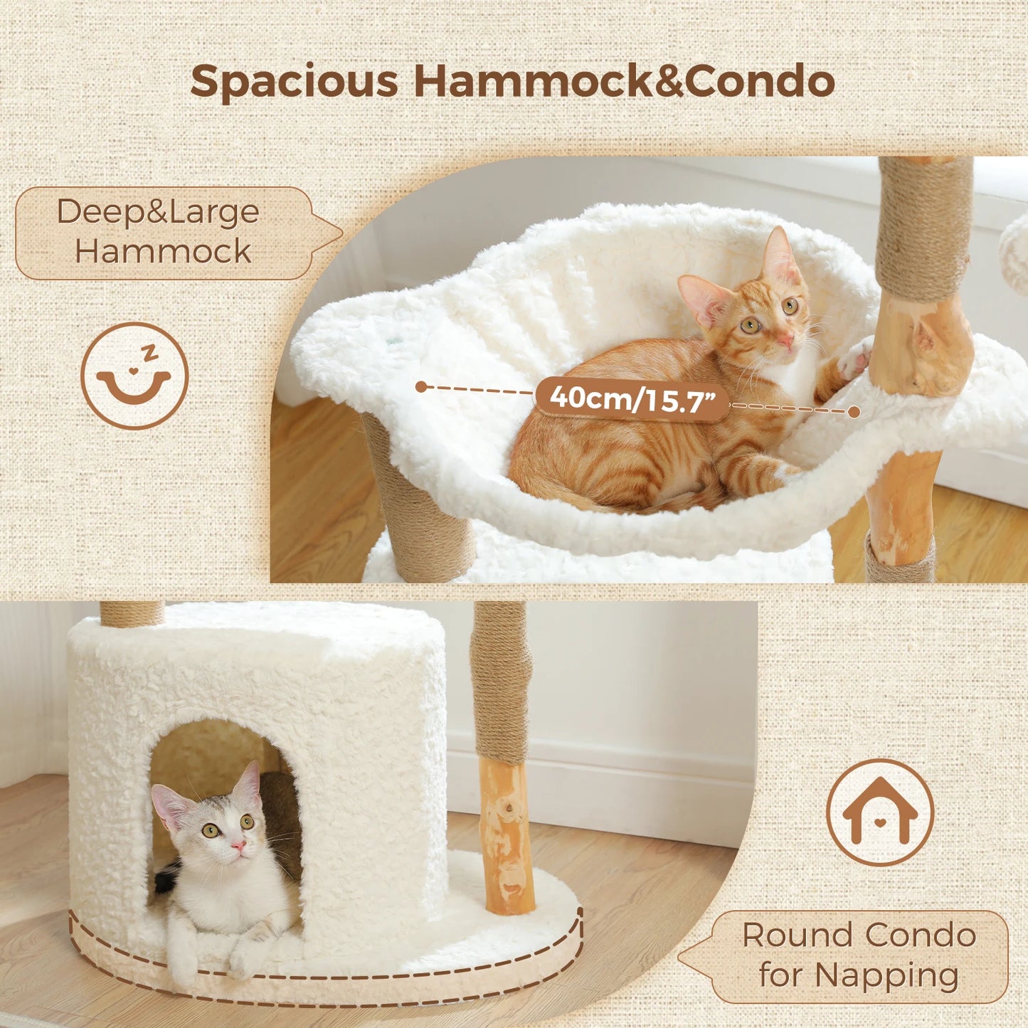 NONECN Real Branch Luxury Cat Condo And Tree Tower