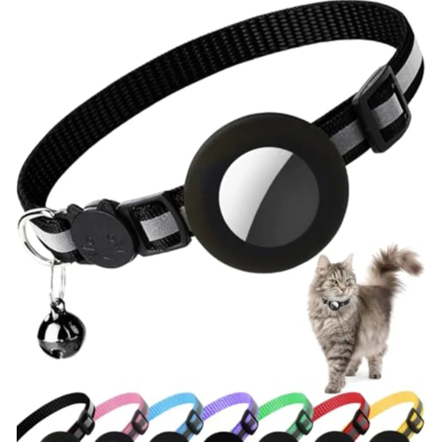 AirTag Cat Collar Breakaway Reflective Kitten Collar With Bell Holder