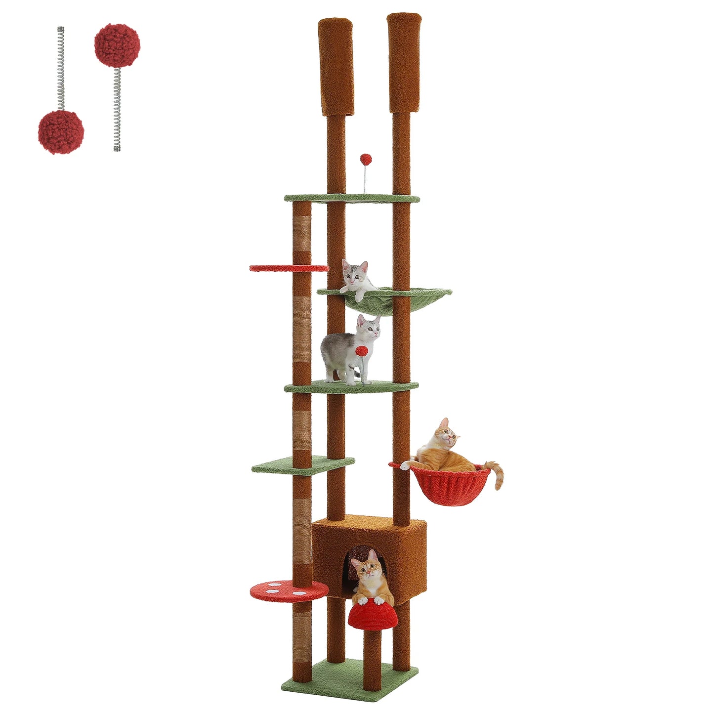 PAWZ Road Height Adjustable Wooden Cat Tree With Hammock Posts