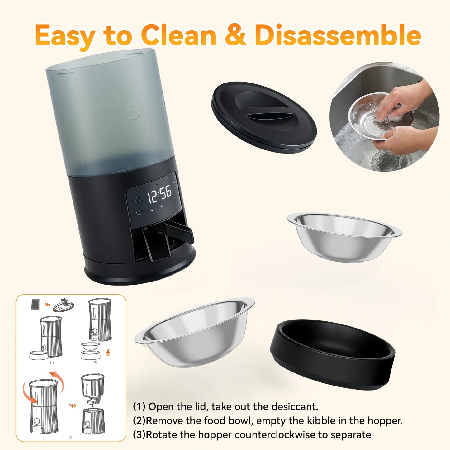JHK Automatic Cat Feeder With Dual Bowls Timed Dispenser