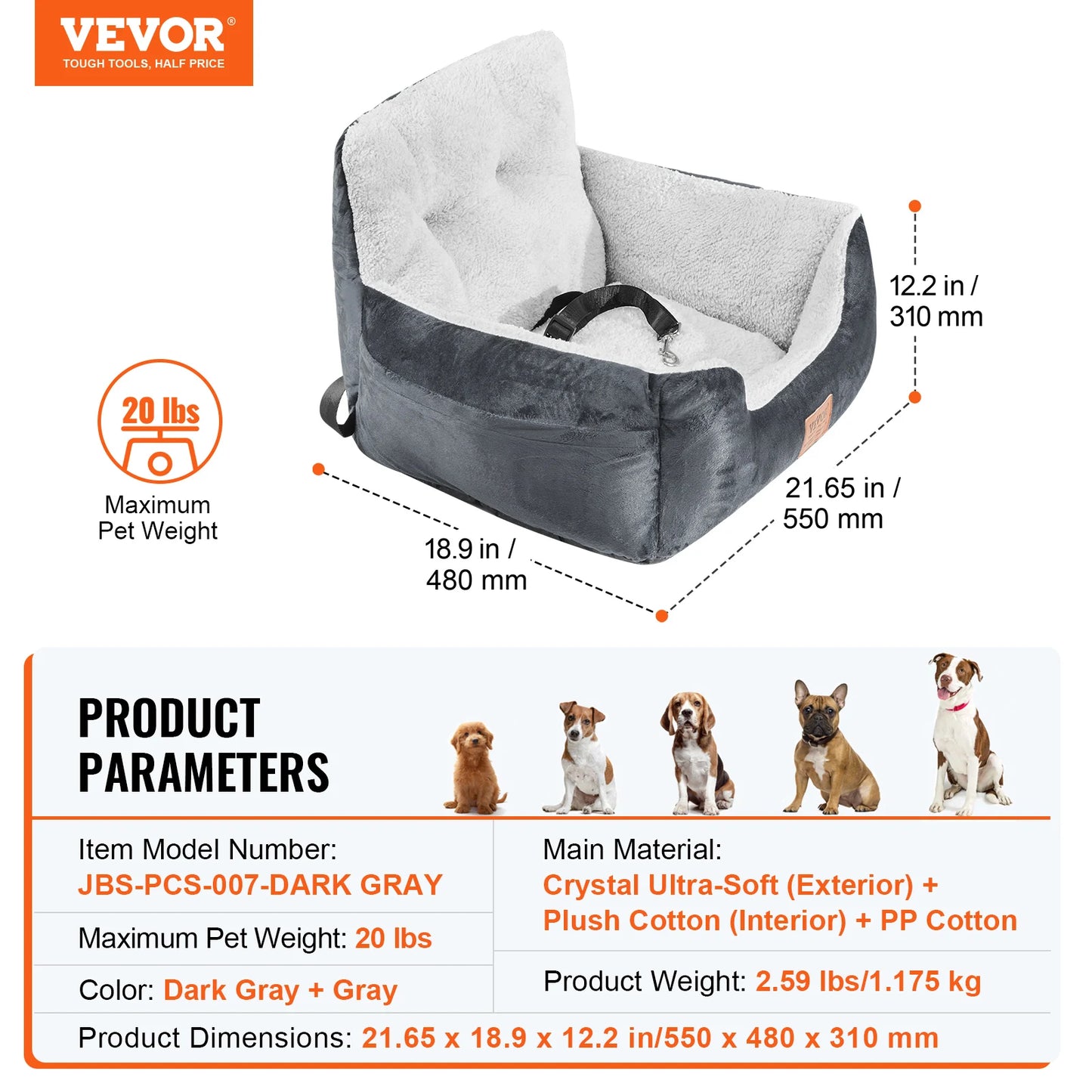 SucceBuy Waterproof Dog Car Seat Booster With Clip-On Safety Leash