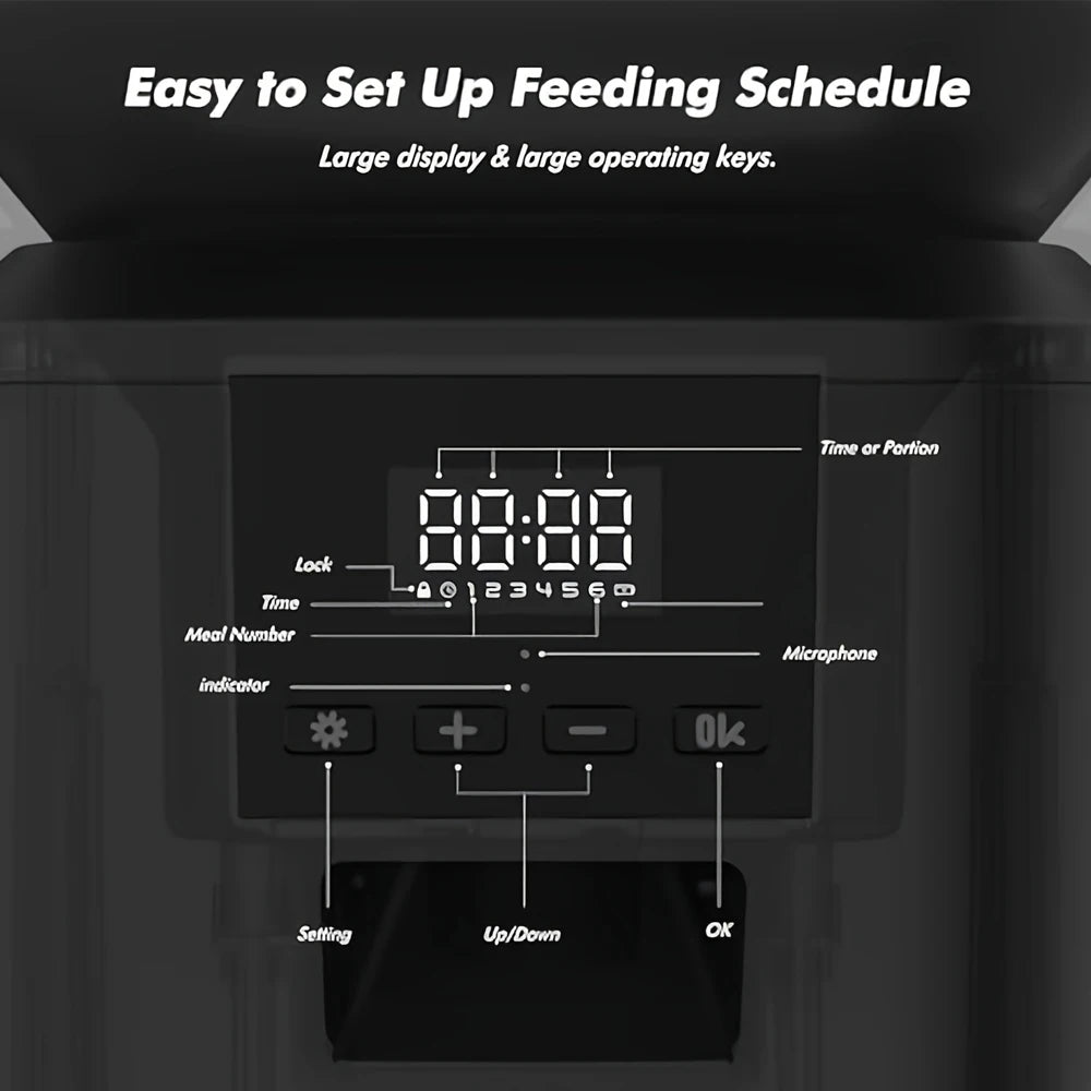 Nityers Automatic Cat Feeder With Voice Recorder And Key Control