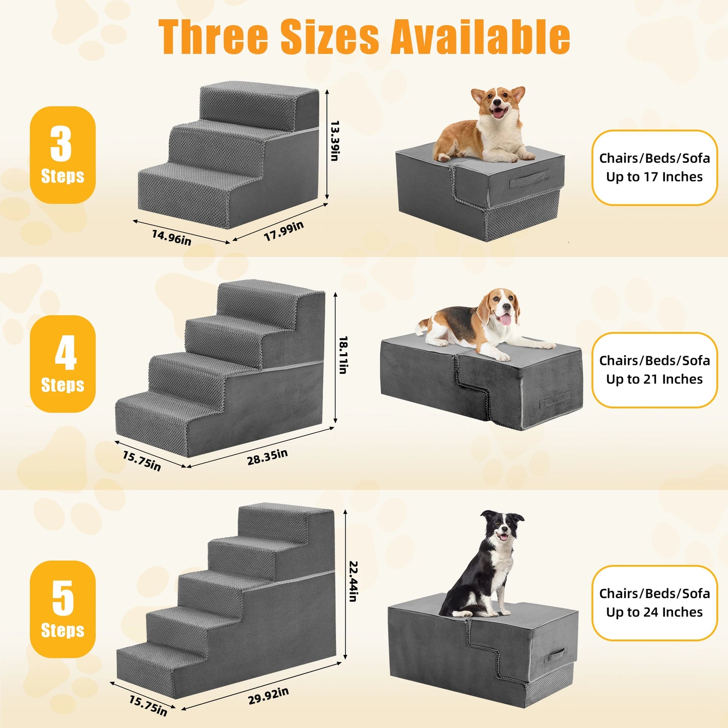 Right Angled Foam Dog Stairs for Small Dogs Indoor