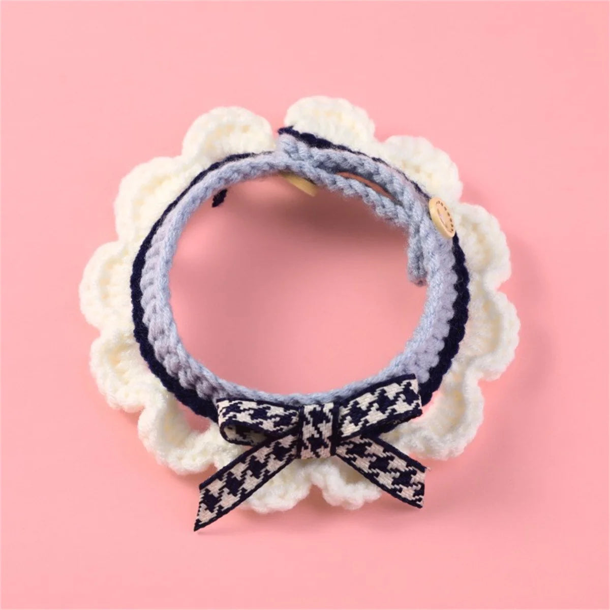 Cute Bow Knot Hand-Knitted Pet Collar Accessory for Small Pets