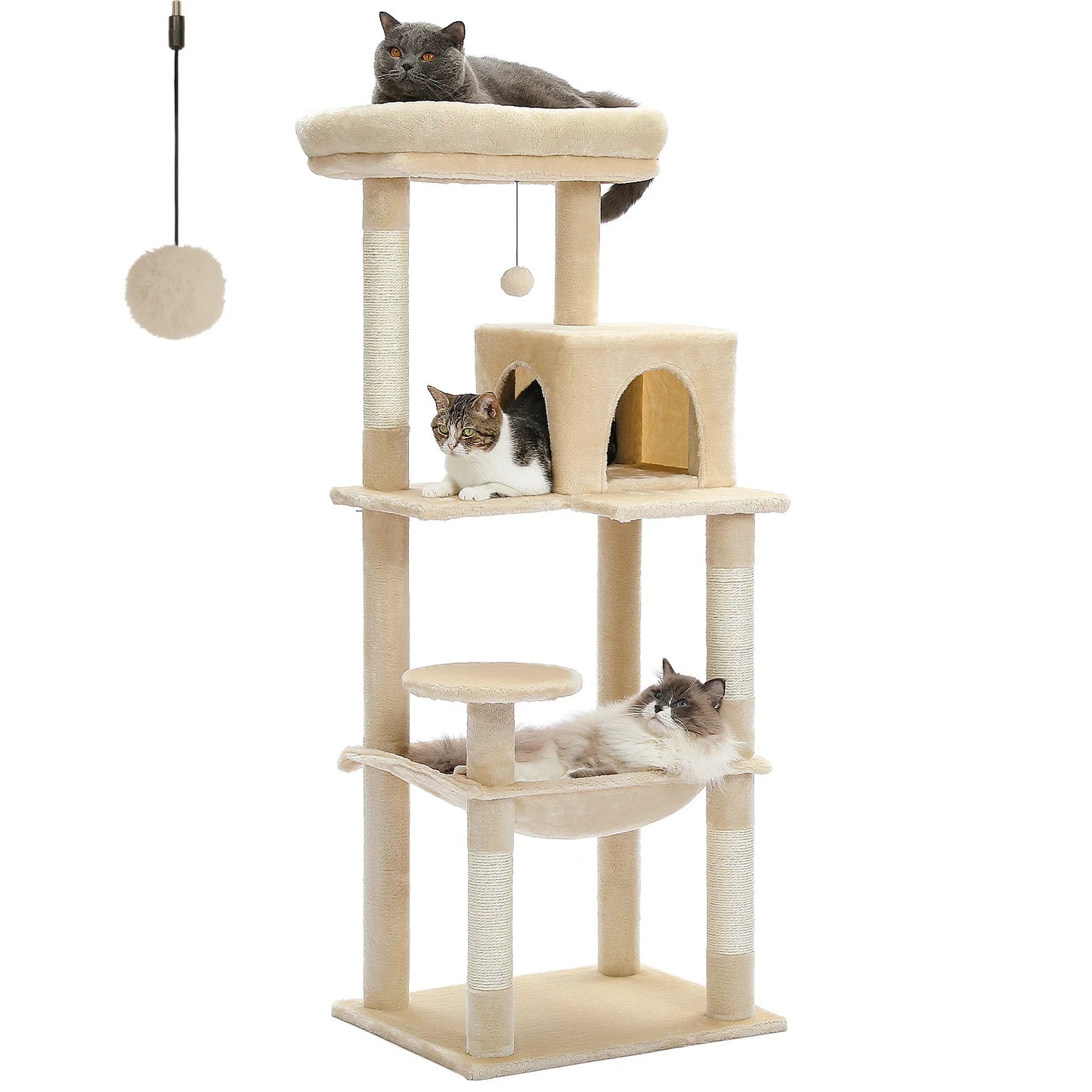 PAWZ Road 5-Level Cat Tree Tower For Indoor Cats With Cozy Condo And Hammock