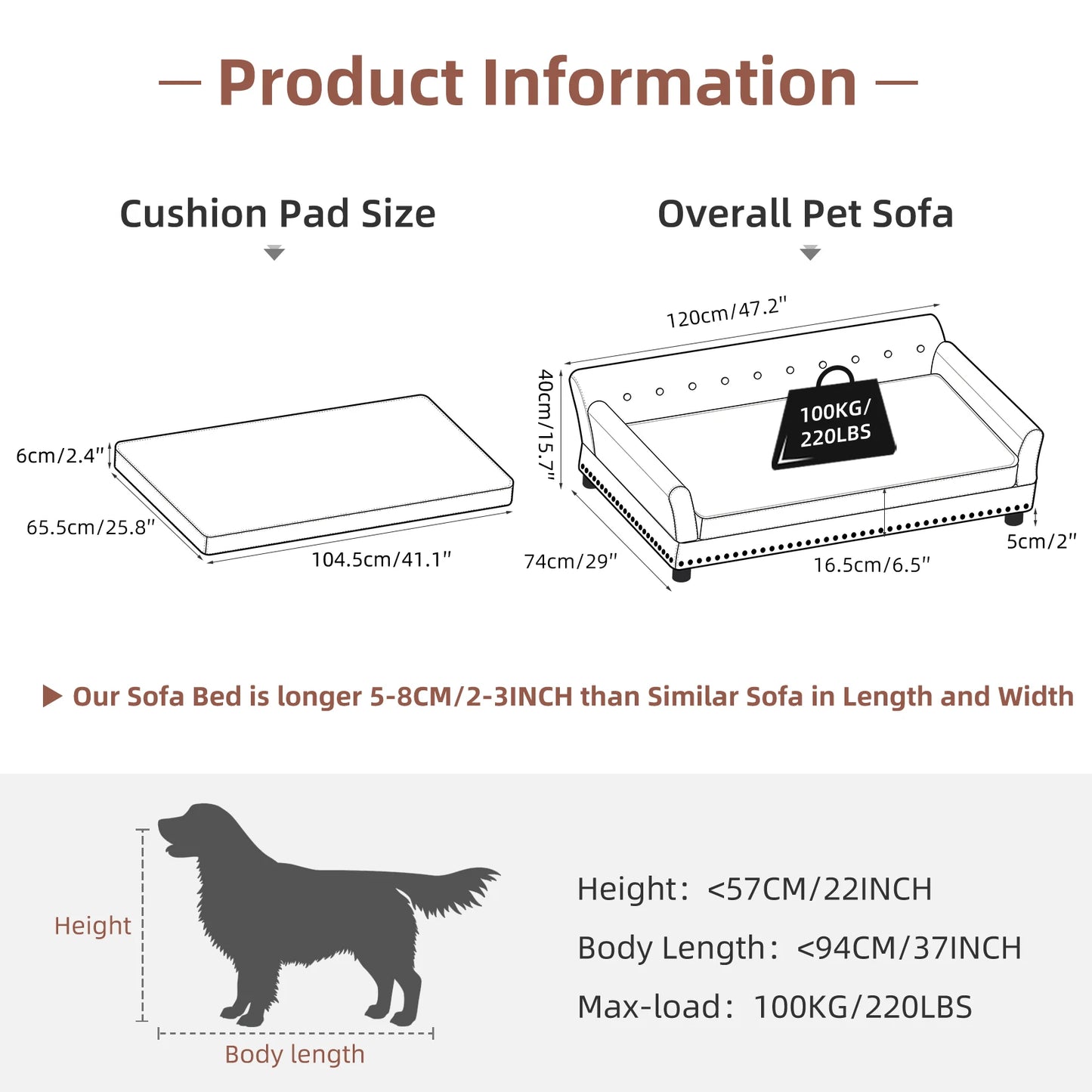 BINGOPAW Elevated Dog Sofa Bed With Microfiber Leather Cover