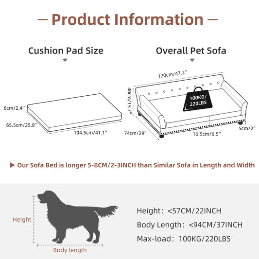 BINGOPAW Elevated Dog Sofa Bed With Microfiber Leather Cover