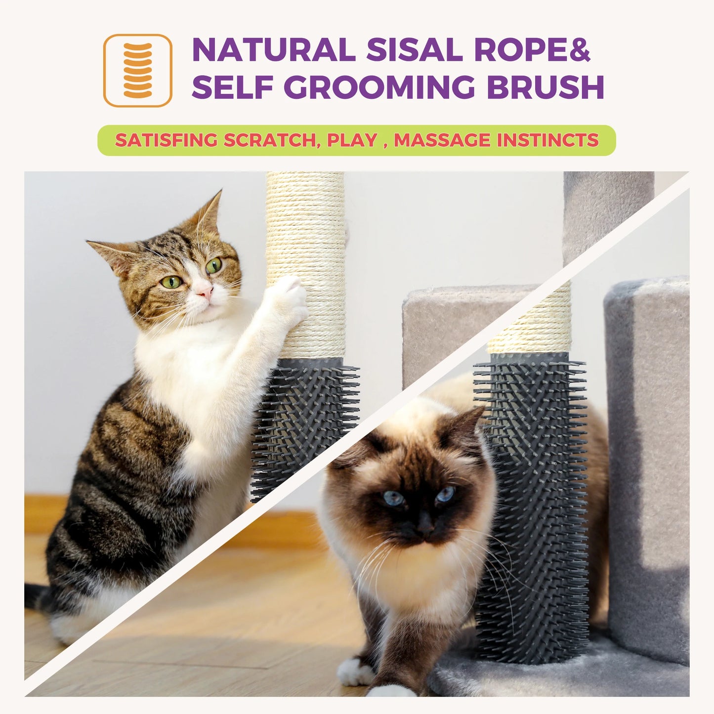 PAWZ Road Small Cat Tree With Self Groomer And Condo