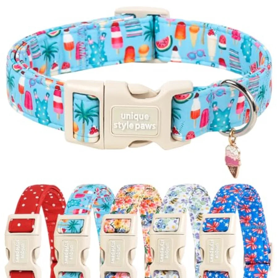 Dog Collar With Pendant Coconut Tree Design Plastic Buckle