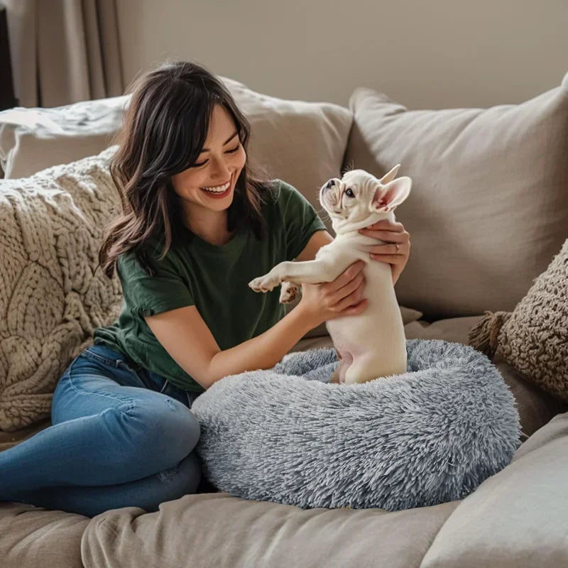 NONECN Calming Donut Bed for Cats and Dogs Washable