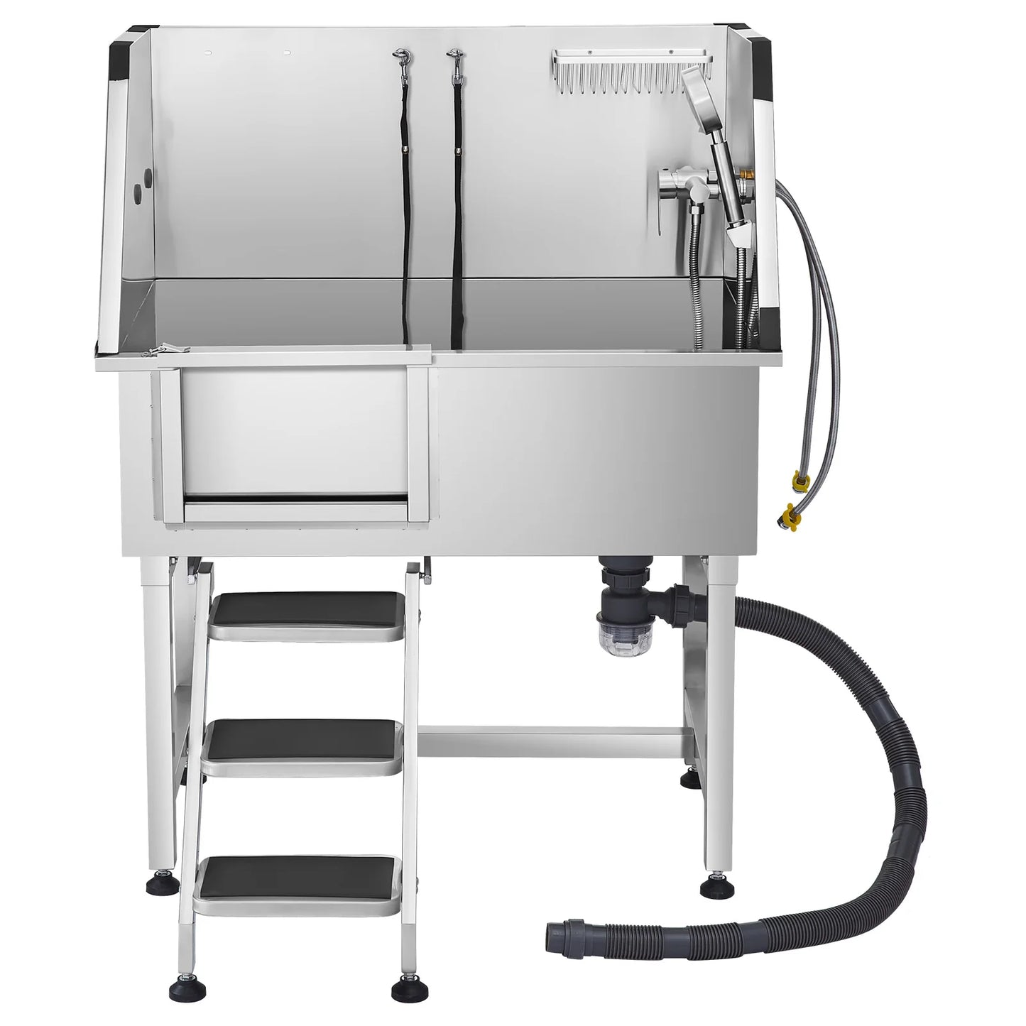 Stainless Steel Dog Grooming Station With Storage And Faucet