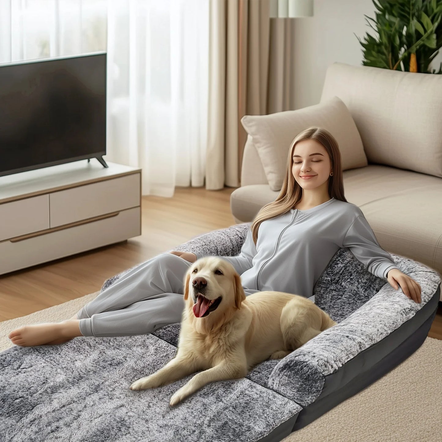BINGOPAW Orthopedic Pet Bed With Bolster Foldable For Adults
