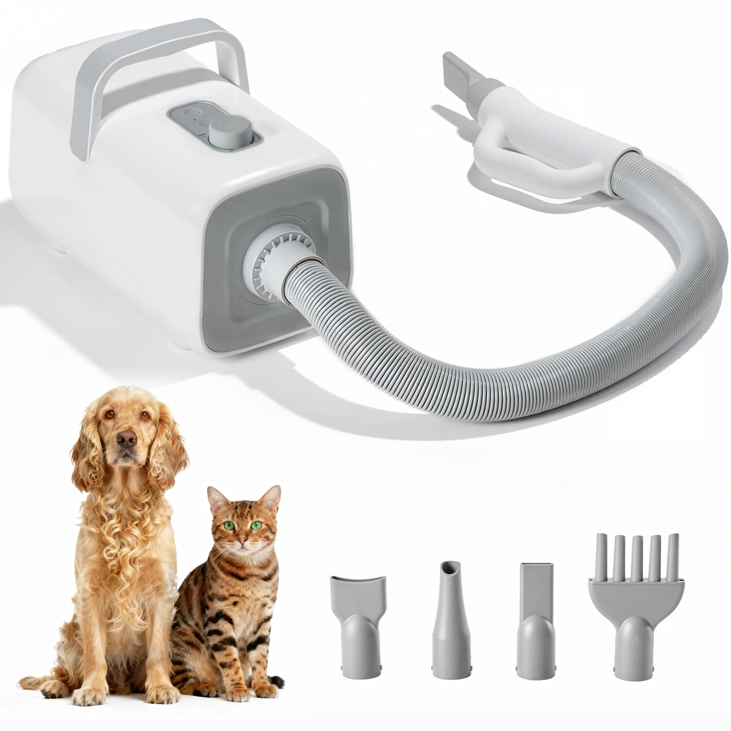 Pet Blow Dryer Grooming Vacuum Kit With 4 Nozzles And Cord